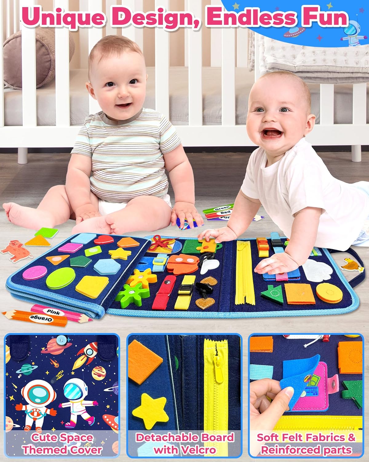 HotGojmzo Busy Board Montessori Toys for Toddler Boy Birthday Gifts, Busy Book Sensory Toys for Toddlers, Learning Educational Toddler Travel Activities