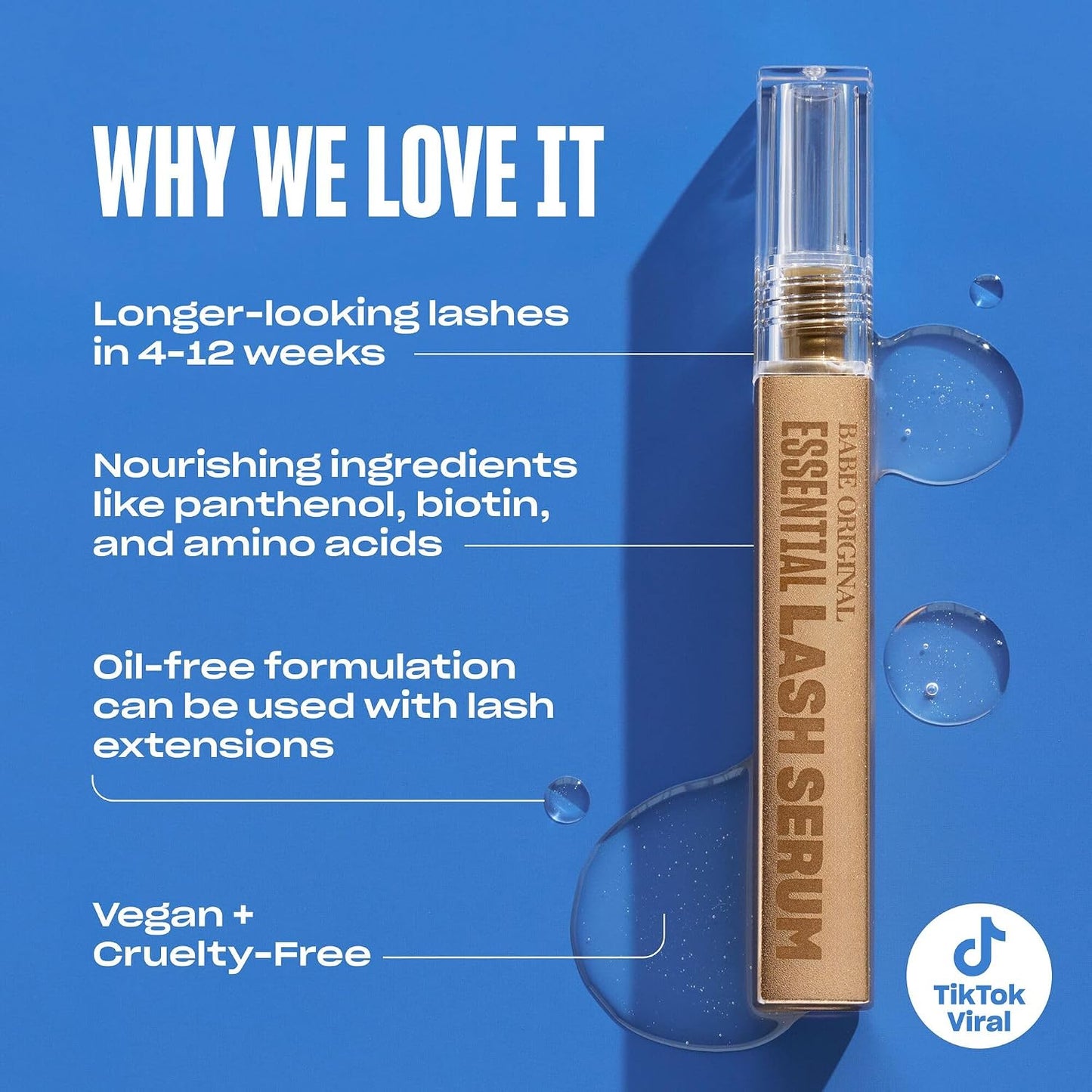 HotBabe Original Lash Serum - Fuller & Longer Looking Eyelashes, Advanced Lash Enhancing Treatment for Natural Lashes, Extensions & Eyebrows, Vegan & Cruelty-Free