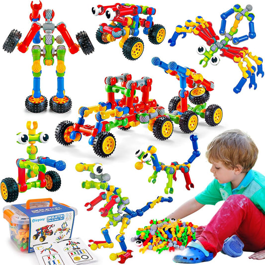 Hot Kids STEM Building Toys for 3 4 5 6 7 8+ Year Old Boy Girl Birthday Gift, 125 Pcs Preschool Classroom Educational Building Blocks Stem Kits Activities Ages 3-5 4-8 5-7 6-8 Engineering Creative Games