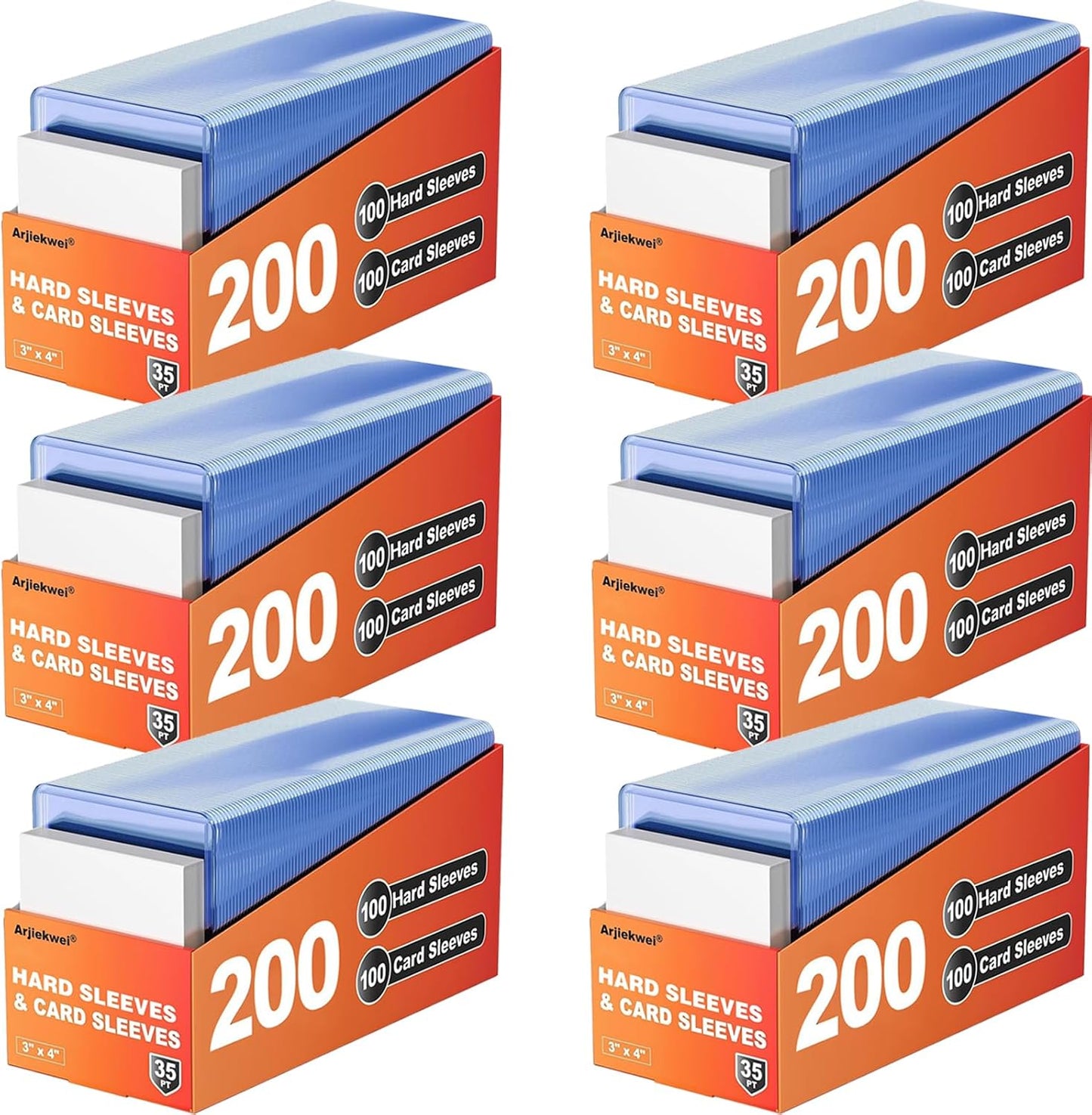 Hot200 Card Sleeves Hard Plastic, Arjiekwei 3"X 4" Baseball Cards Protectors Plastic, Trading Card Holder for Trading Sports Baseball Football Game Cards (100 Hard Sleeve + 100 Soft Sleeves)