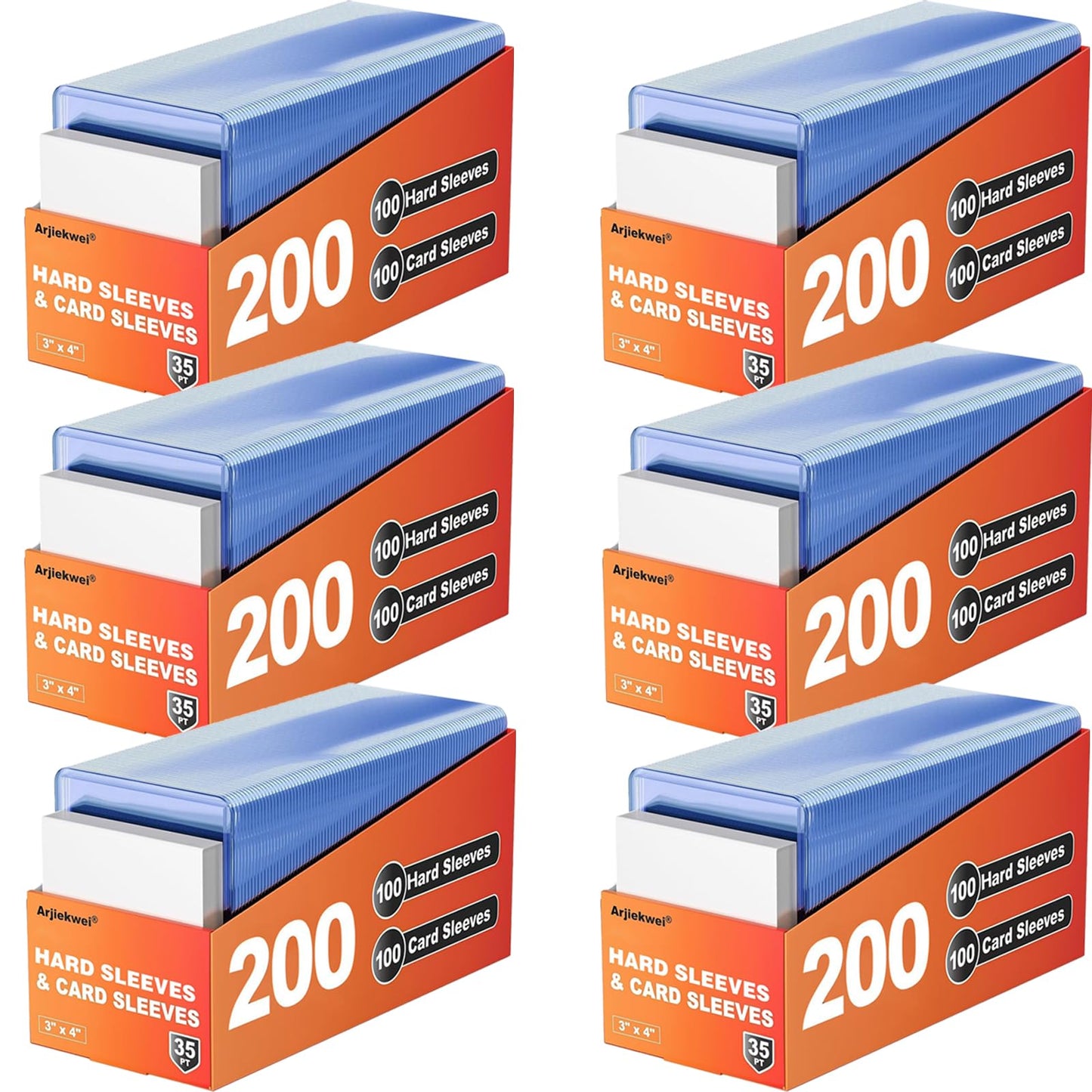 Hot200 Card Sleeves Hard Plastic, Arjiekwei 3"X 4" Baseball Cards Protectors Plastic, Trading Card Holder for Trading Sports Baseball Football Game Cards (100 Hard Sleeve + 100 Soft Sleeves)