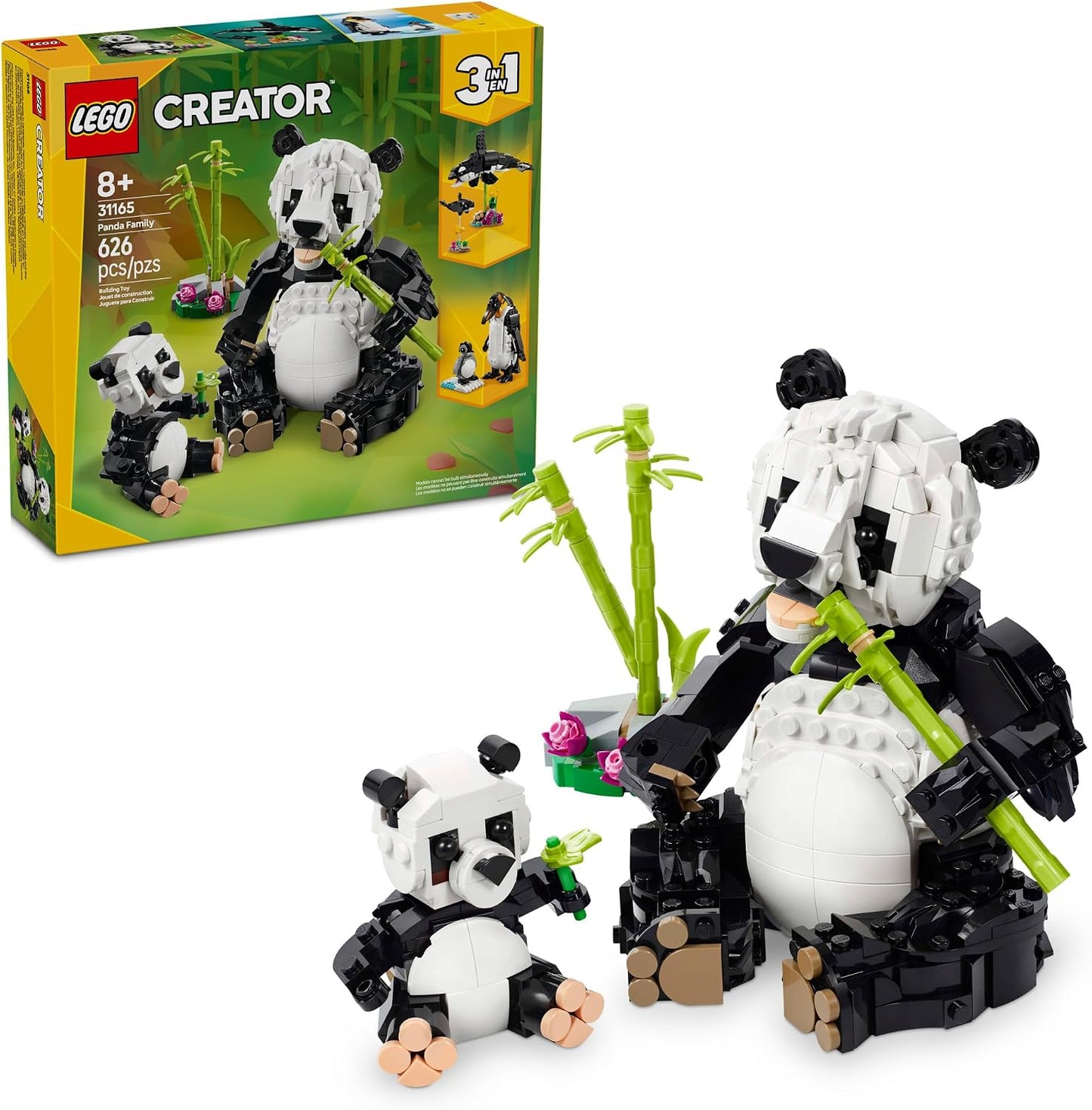 HotLEGO Creator 3 in 1 Wild Animals Panda Family - Building Toy Kit for Kids with 3 Building Options, Panda, Penguin, or Orca - 8 Year Old Girl & Boy Birthday Gifts - 31165