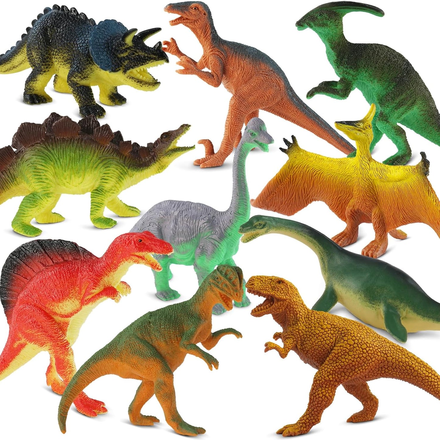 Hot Zippytots Dinosaur Toys for Kids 3-5, 10 PCS Realistic Plastic Dinosaur Figure Toy Set Including T-Rex, Stegosaurus, Spinosaurus, Ideal Gift for Toddle