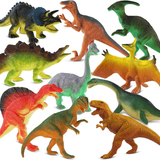 Hot Zippytots Dinosaur Toys for Kids 3-5, 10 PCS Realistic Plastic Dinosaur Figure Toy Set Including T-Rex, Stegosaurus, Spinosaurus, Ideal Gift for Toddle