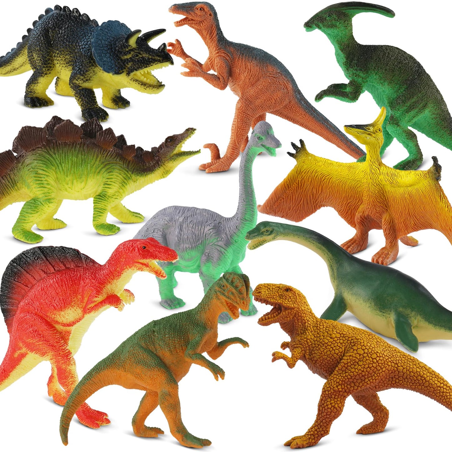 Hot Zippytots Dinosaur Toys for Kids 3-5, 10 PCS Realistic Plastic Dinosaur Figure Toy Set Including T-Rex, Stegosaurus, Spinosaurus, Ideal Gift for Toddle