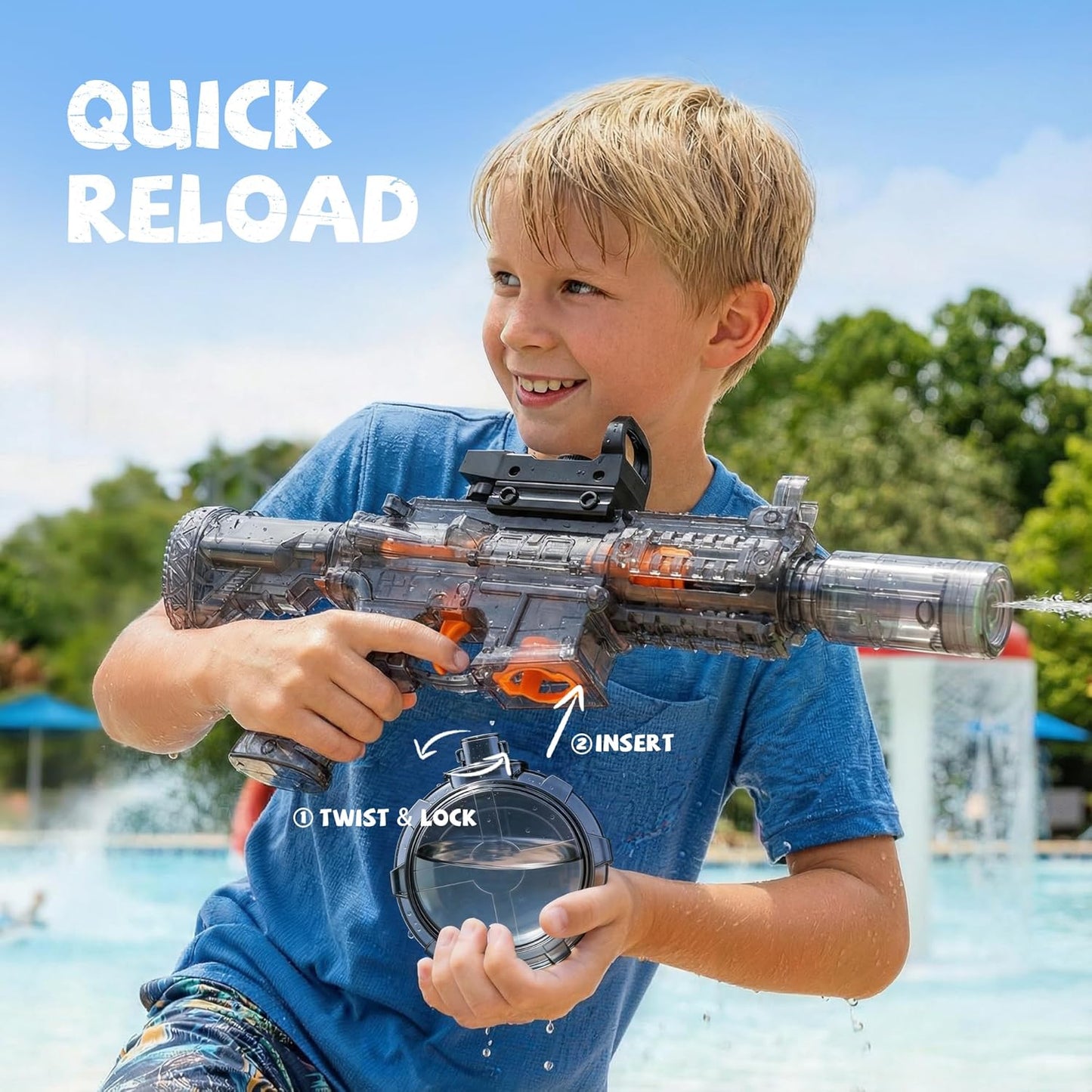 Hot 2 Pack Water Gun for Kids, Squirt Guns for Kids with LED Light & 25 FT Shooting Range, Large Capacity No Leak Water Gun, Summer Swimming Pool Beach Outdoor Water Fighting Parties Toys
