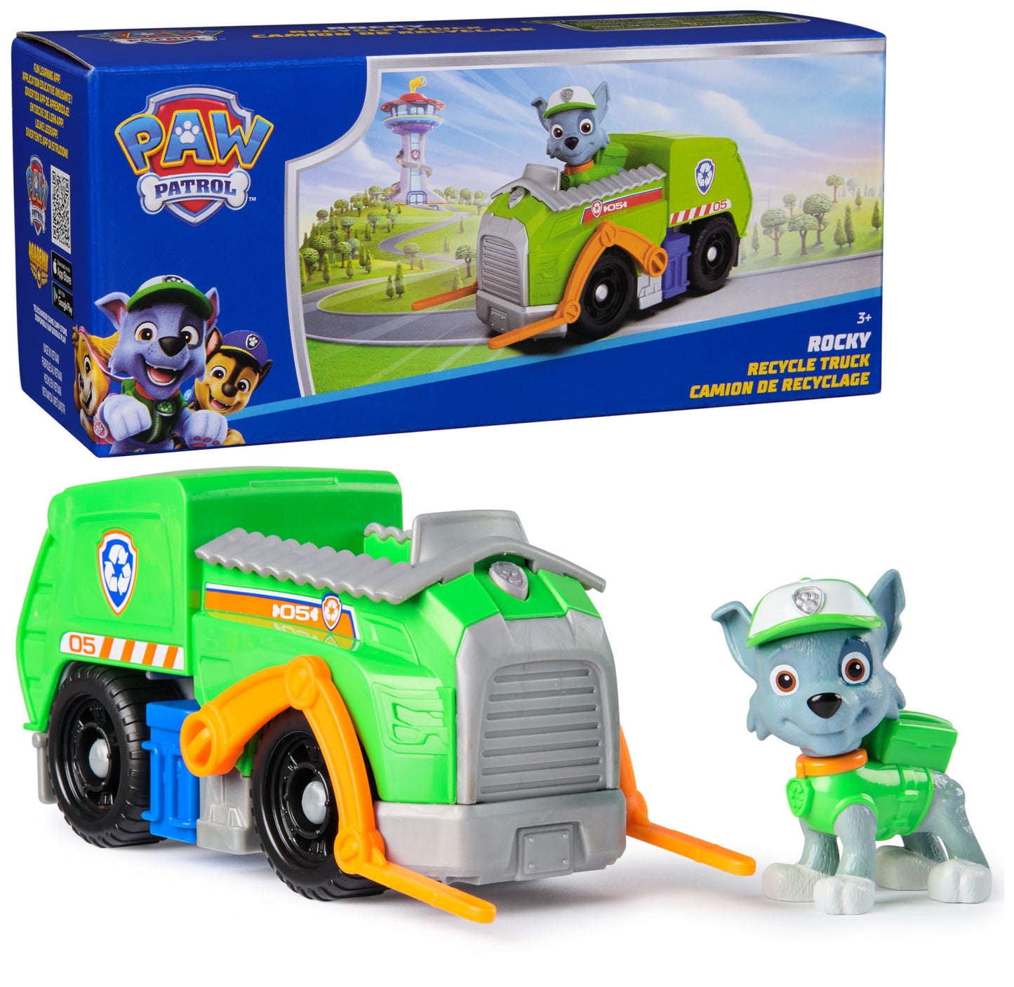 Hot Paw Patrol, Rubble’s Bulldozer Toy Truck with Collectible Action Figure, Sustainably Minded Kids Toys for Boys & Girls Ages 3 and Up