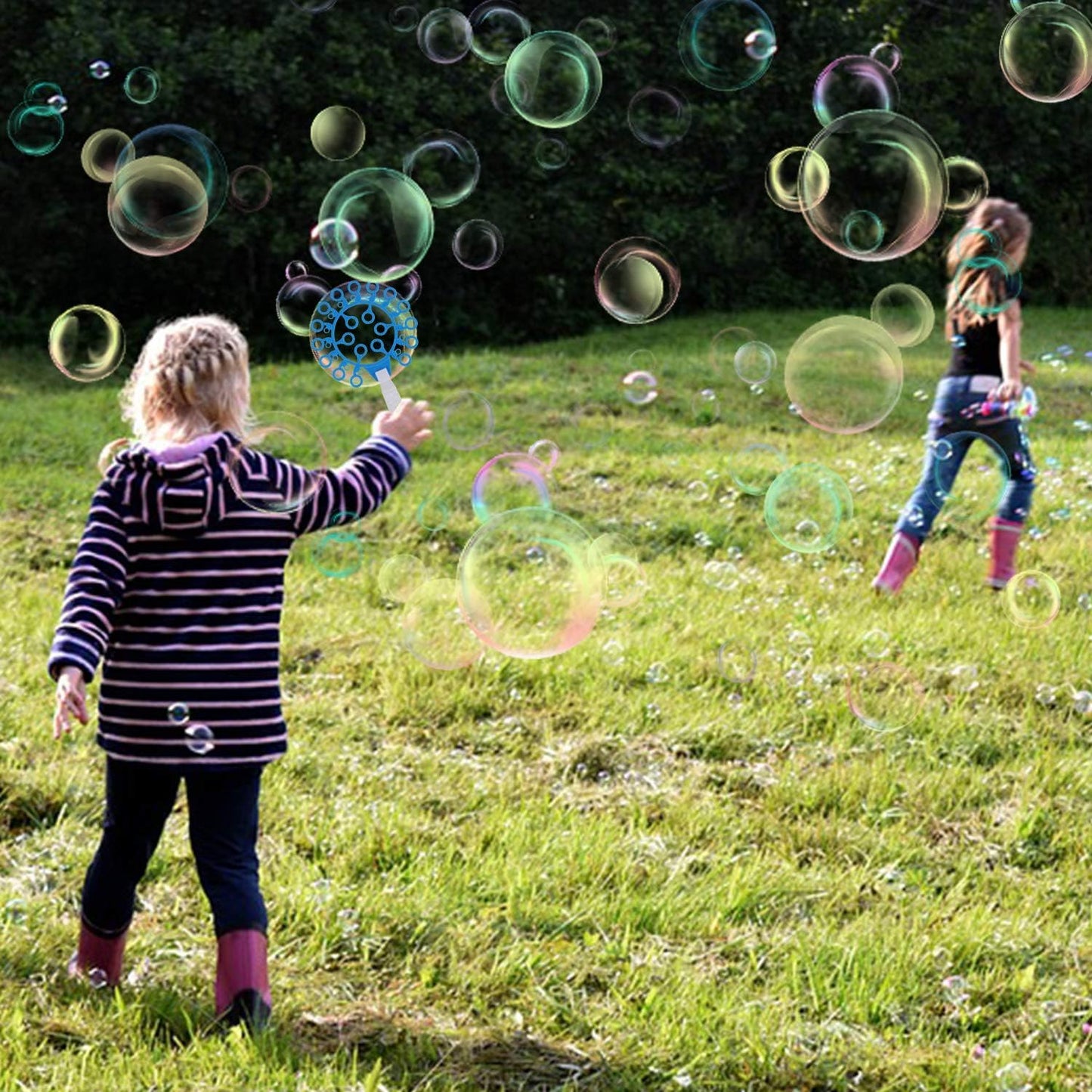 Hot B bangcool Bubble Wands Set - Big Bubbles Wand Funny Bubbles Maker with Tray, Nice for Outdoor Playtime & Birthday Party & Games, Suitable for All Age People