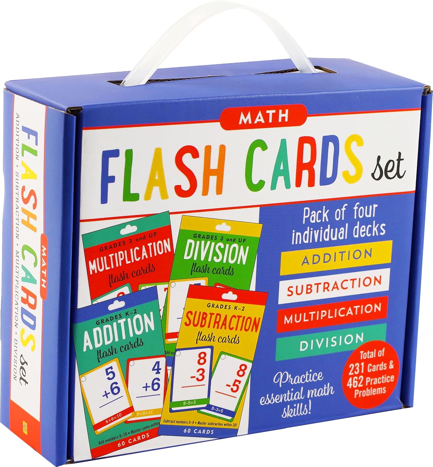 Hot Essential Math Flash Cards Set - Addition, Subtraction, Multiplication, and Division (4 pack set)