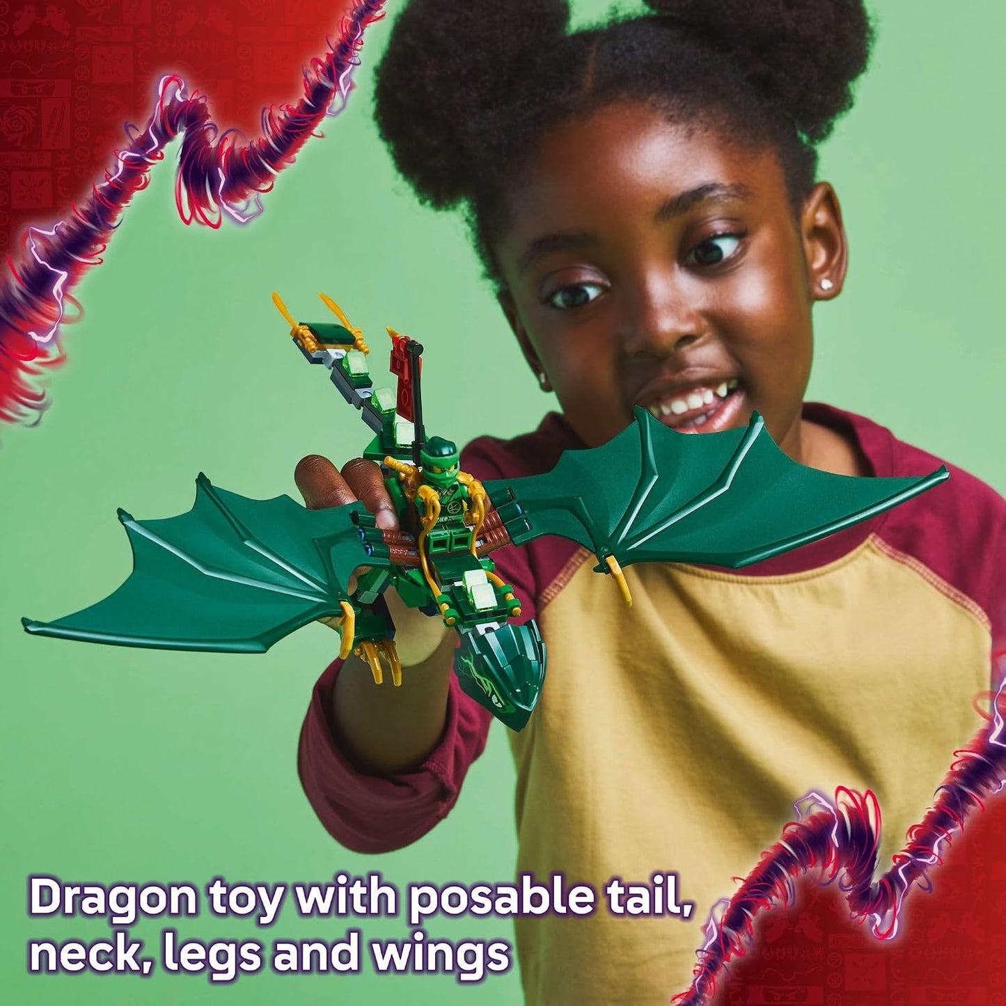 Hot LEGO NINJAGO Lloyd's Green Forest Dragon Toy - Pretend Play Building Toy for Boys and Girls, Ages 6+ - Birthday Gift for Kids - Dragon Figurine with 2 Minifigures for Kids - 71829