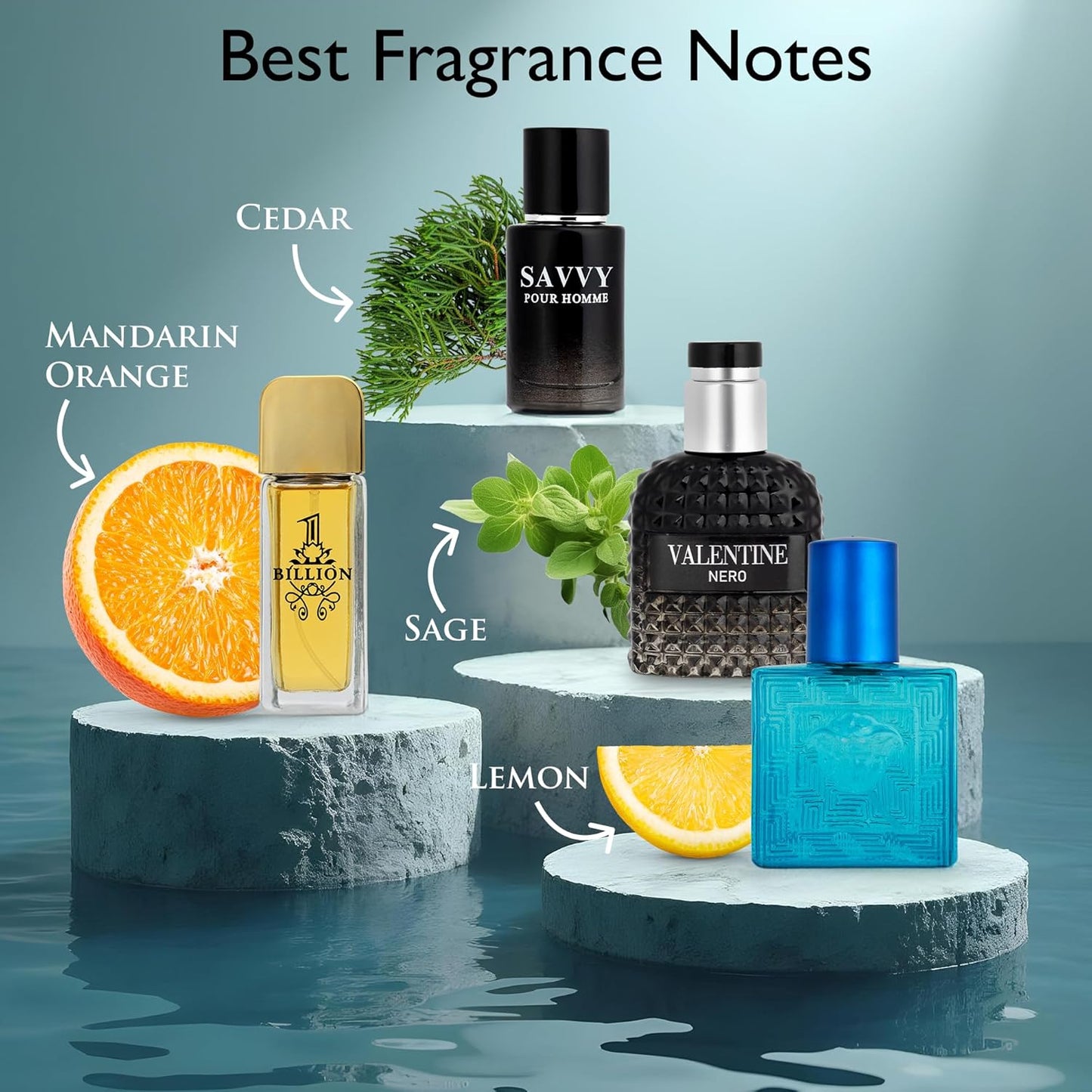 Hot Signature Scent 4-Piece Mini Fragrance Set for Men Includes Savvy/1 Billion/Verse/Valentine Collection of Woody, Spicy, Citrus & Aromatic Fragrance Non-Irritating Ingredient Each One in 30ml Bottle
