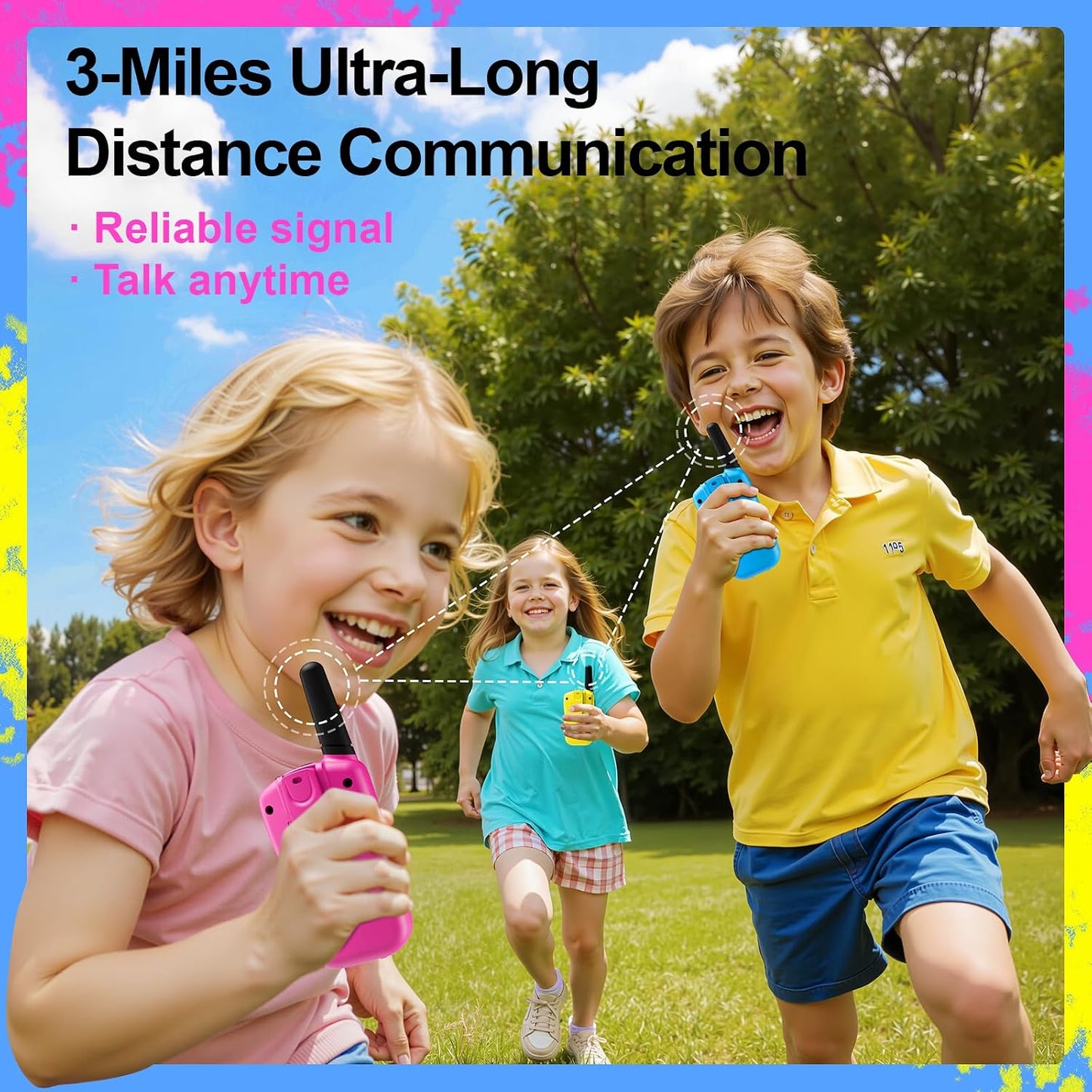 HotWalkie Talkies for Kids Games Outdoor Toys for 3-12 Year Old Boys Girls, 3 Miles Long Range Walkie Talkie to Camping Hiking, 4 Year Old Girl Birthday Gifts for 3 4 5 6 7 8 9 Year Old Boy Girl Gift