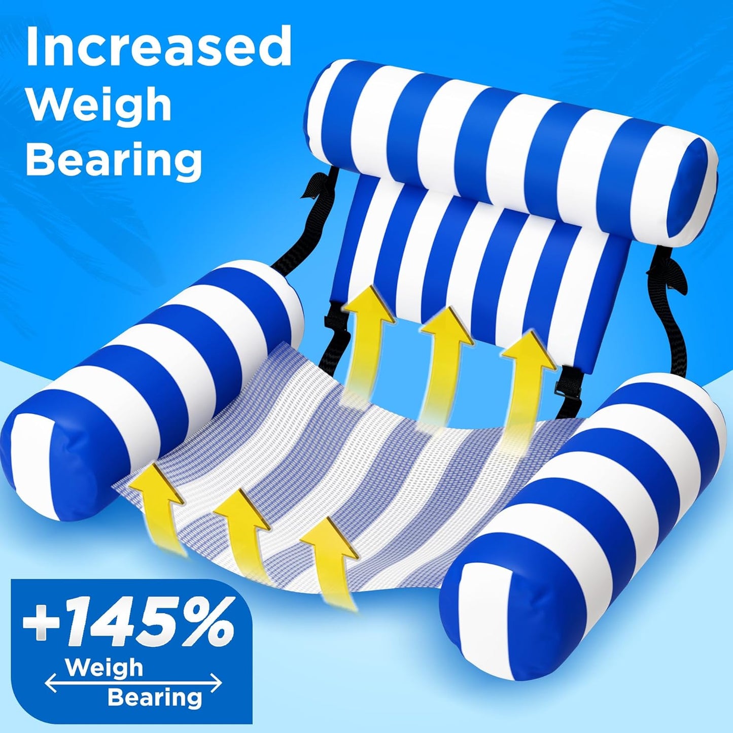 Hot Funscape Pool Floats Chairs Adult, 2pcs Kids Inflatable Pool Lounges-Stripe | Swimming Pool Fabric Floating Hammock Seat, Heavy Duty Blow Pool Noodle Lake Raft Floaties, Fun Summer Beach Water Party Game