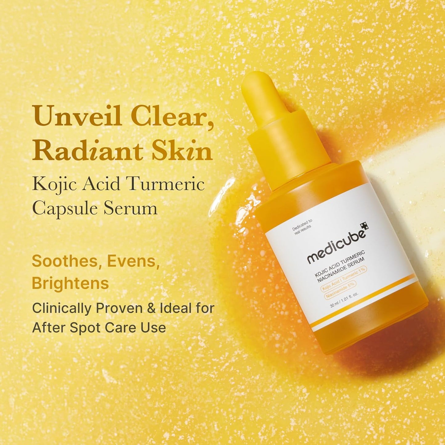 Hotmedicube Kojic Acid Turmeric Clarifying & Balancing Capsule Serum for Troubled Skin | Soothing & Brightening Facial Serum | Niacinamide & Glow Capsules for Hydration and Barrier Support | 1.01 fl.oz