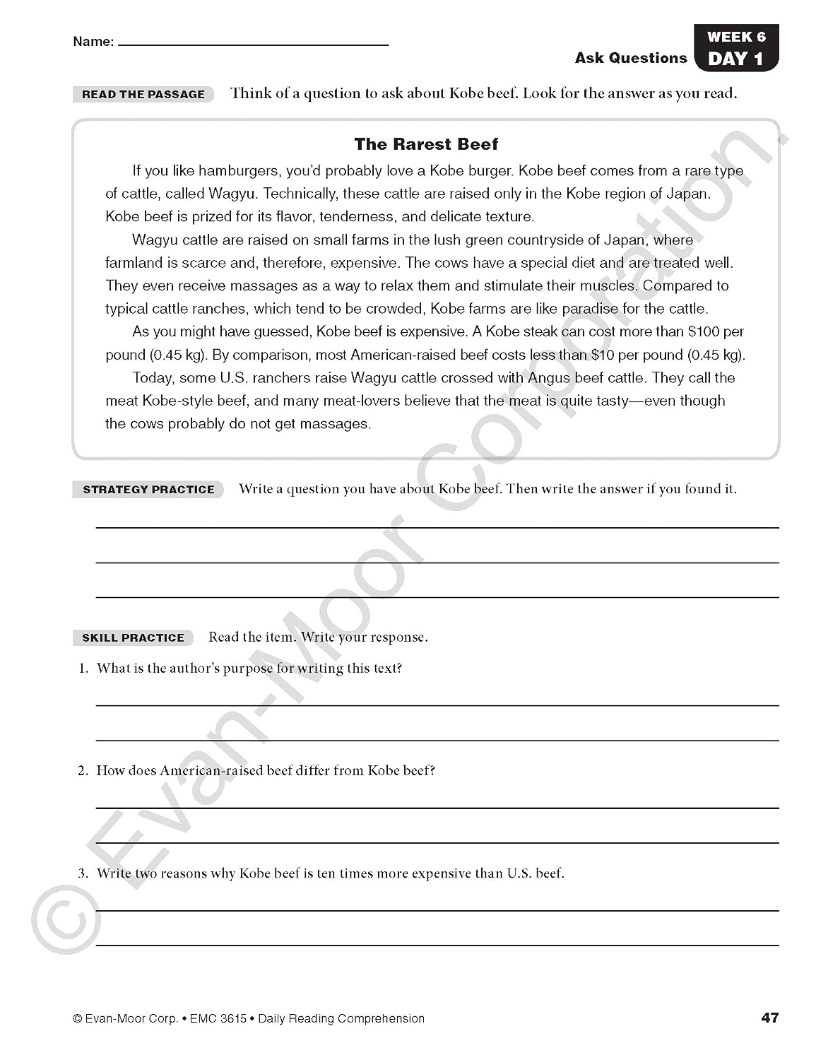 Hot Evan-Moor Daily Reading Comprehension, Grade 5 - Homeschooling and Classroom Resource Workbook, Reproducible Worksheets, Teaching Edition, Fiction and Nonfiction, Lesson Plans, Test Prep
