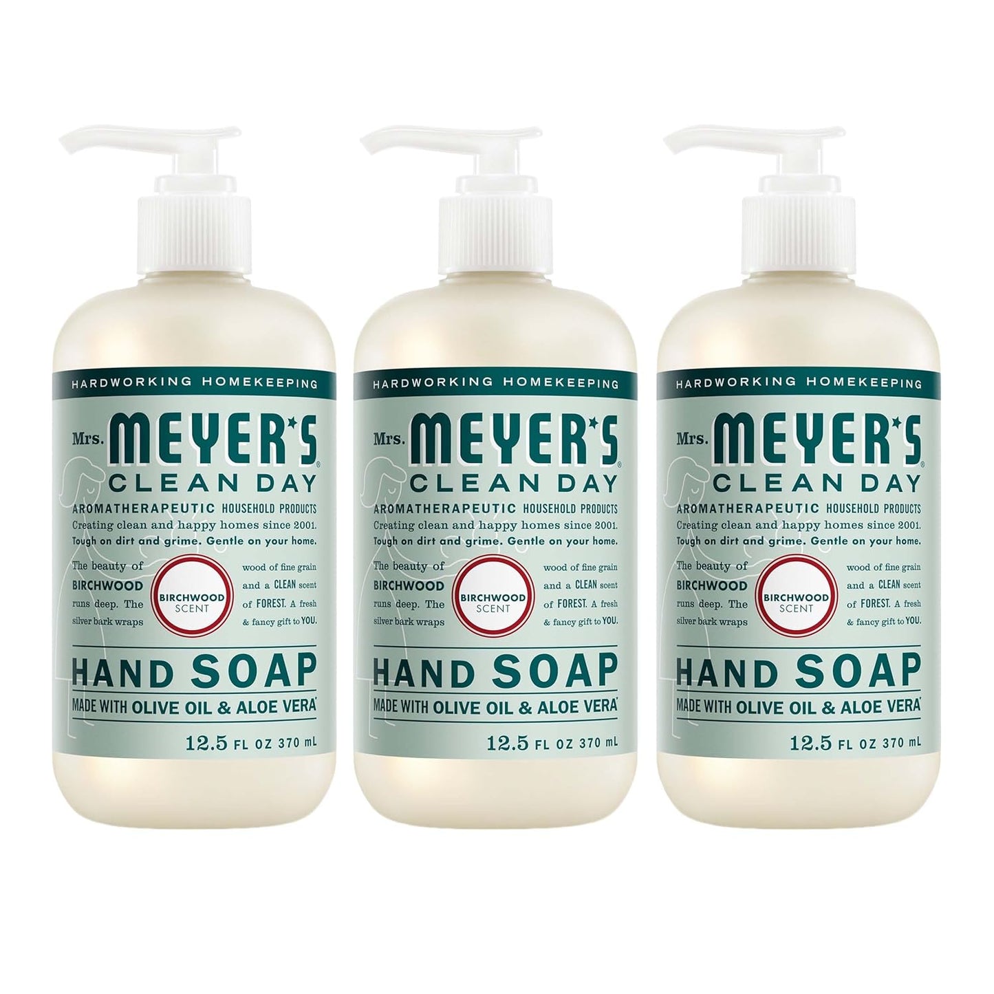 HotMRS. MEYER'S CLEAN DAY Hand Soap, Birchwood Scent, 12.5 Fl Oz Bottle - 3 Pack