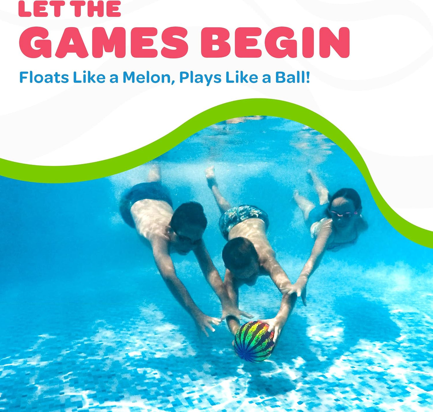 HotWatermelon Ball JR Durable Fillable Pool Toy for Underwater Games - Football, Basketball & Rugby - Perfect for Water Parties - Fun for Adults & Kids Alike - Ages 6+, 6.5" Multicolor