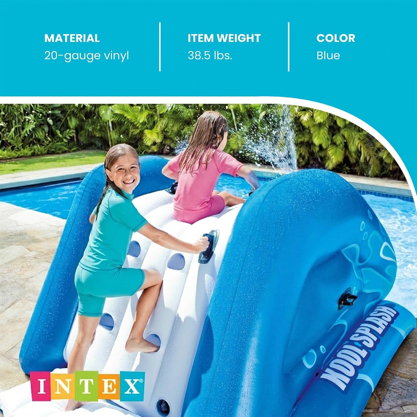 HotINTEX 58849EP Kool Splash Inflatable Water Slide Swimming Pool Play Center with Built in Sprayers for Kids and Adults, Ages 6 and Up, Blue