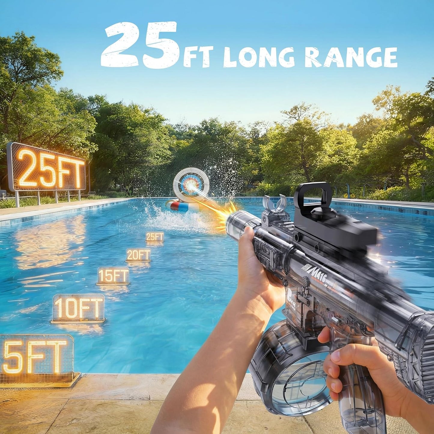 Hot 2 Pack Water Gun for Kids, Squirt Guns for Kids with LED Light & 25 FT Shooting Range, Large Capacity No Leak Water Gun, Summer Swimming Pool Beach Outdoor Water Fighting Parties Toys