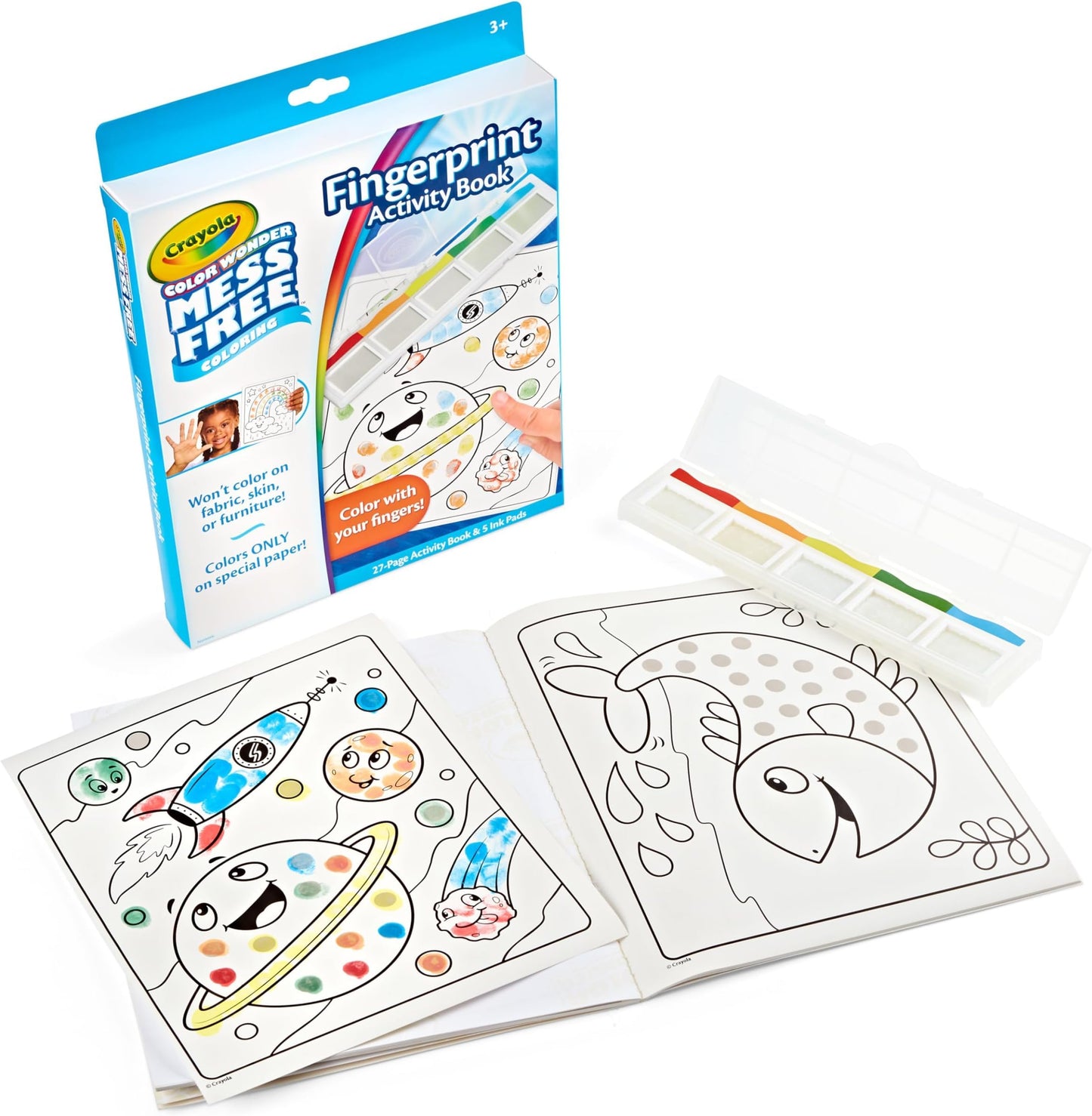 HotCrayola Color Wonder Mess Free Fingerprint Activity Book, Finger Painting Alternative, Arts & Crafts Gift for Kids Ages 3+