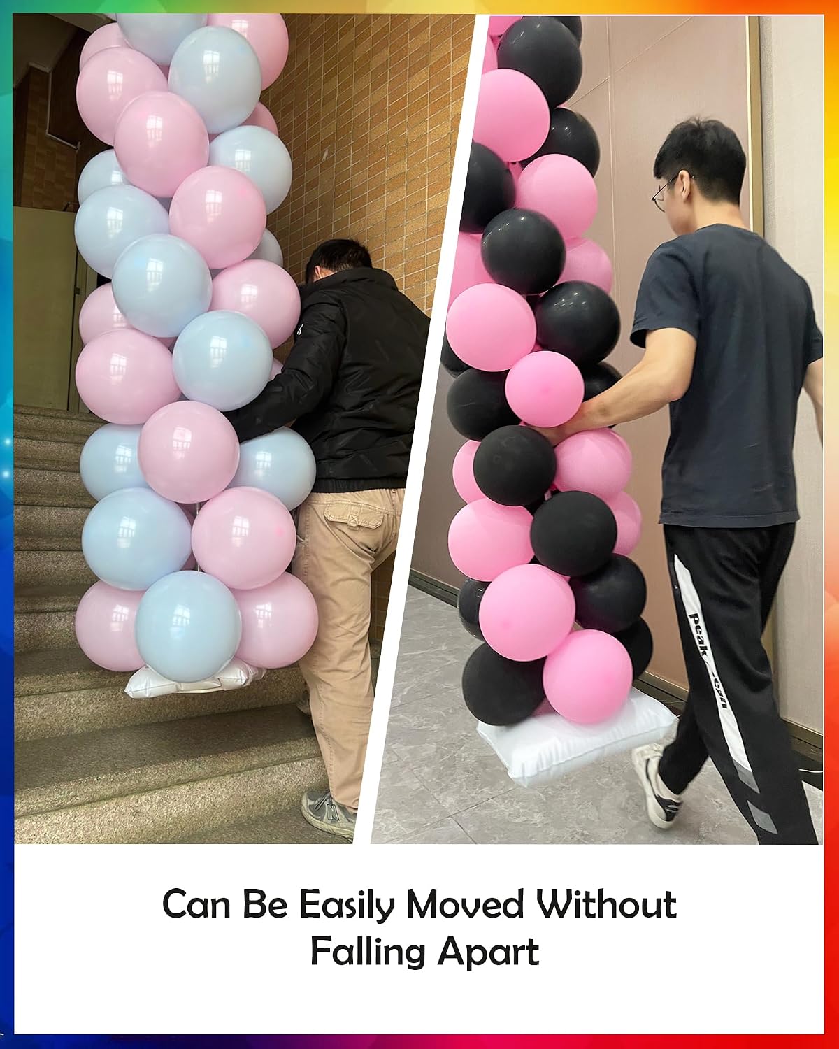 HotYALLOVE Balloon Column Stand Kit Sets of 2, 7 Feet Height Adjustable Balloon Tower Pillar with Reusable Metal Telescopic Design for Birthday, Wedding, Baby Shower, Graduation Party Decoration