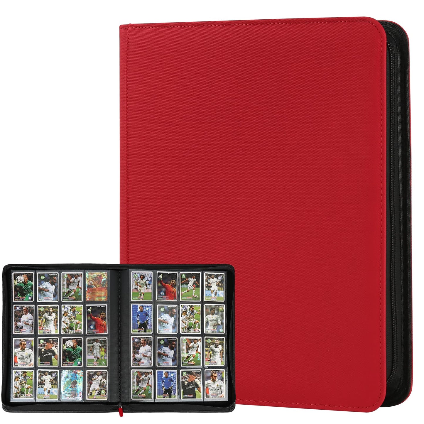 HotGERMUN 9 Pocket Trading Card Binder,720 Cards,40 Top-Loading Pages, Double Sided Pockets PU Cover Zipper Collection Album Folder for Standard MTG, TCG, Sports Cards(Black)