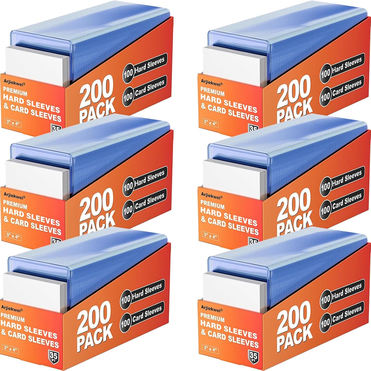 Hot1000 Pack Card Sleeves Hard Plastic, Arjiekwei 3"X 4" Baseball Cards Protectors Plastic, Premium Card Holder for Trading Sports Baseball Football Game Cards (500 Hard + 500 Soft)