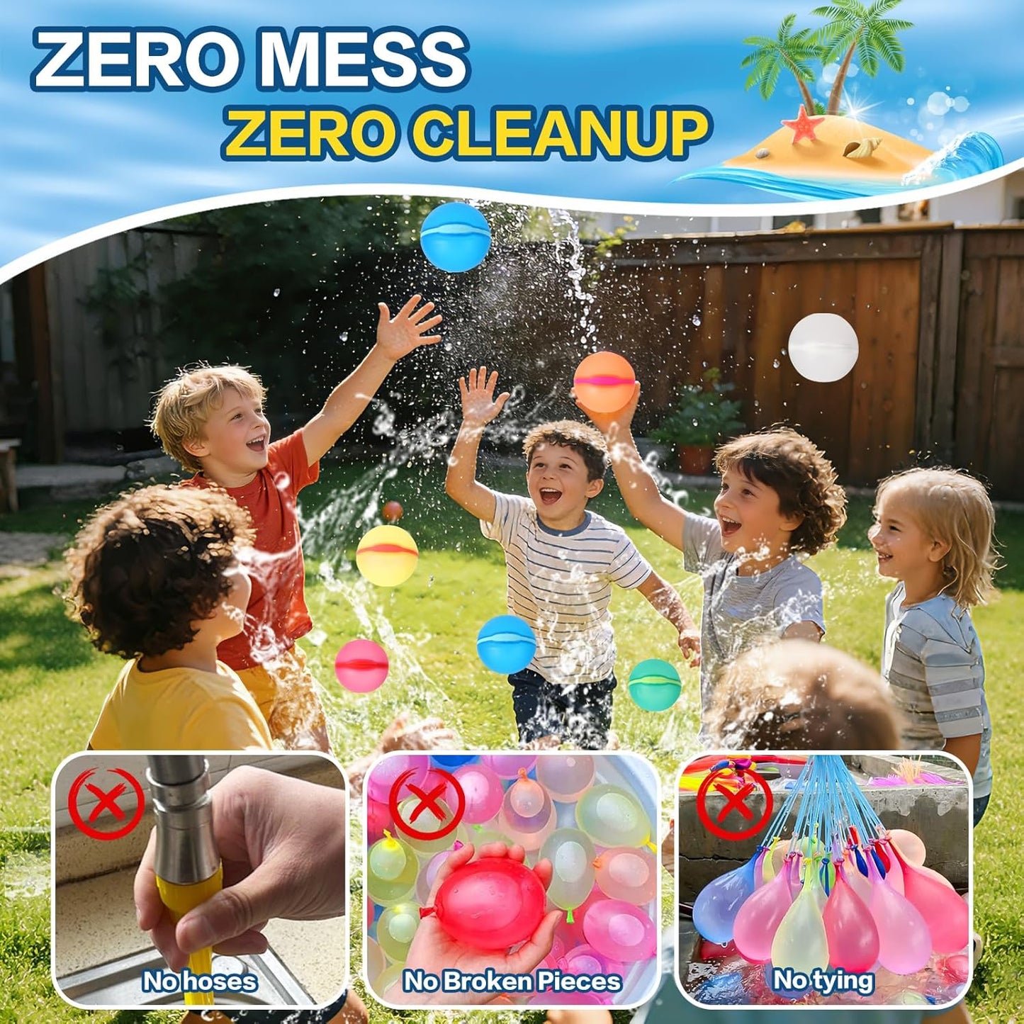 Hot Reusable Water Balloons, 12 Pack Refillable Water Balloons Quick Fill, Summer Fun for Kids Outdoor Pool Water Toys, Reusable Summer Outdoor Toys (12pcs)