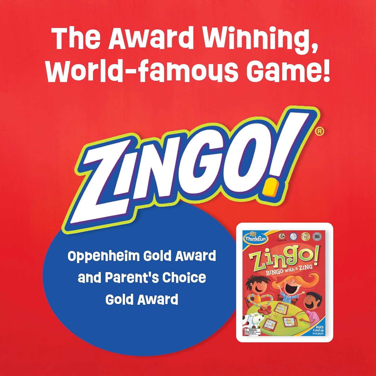 HotThinkFun Zingo Bingo Award Winning Preschool Game for Pre-Readers and Early Readers Age 4 and Up - One of the Most Popular Board Games for Boys and Girls and their Parents (97700)
