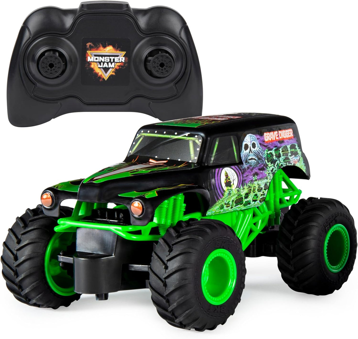 HotMonster Jam Official Grave Digger Remote Control Monster Truck, 1:24 Scale, 2.4 GHz, for Ages 4 and Up