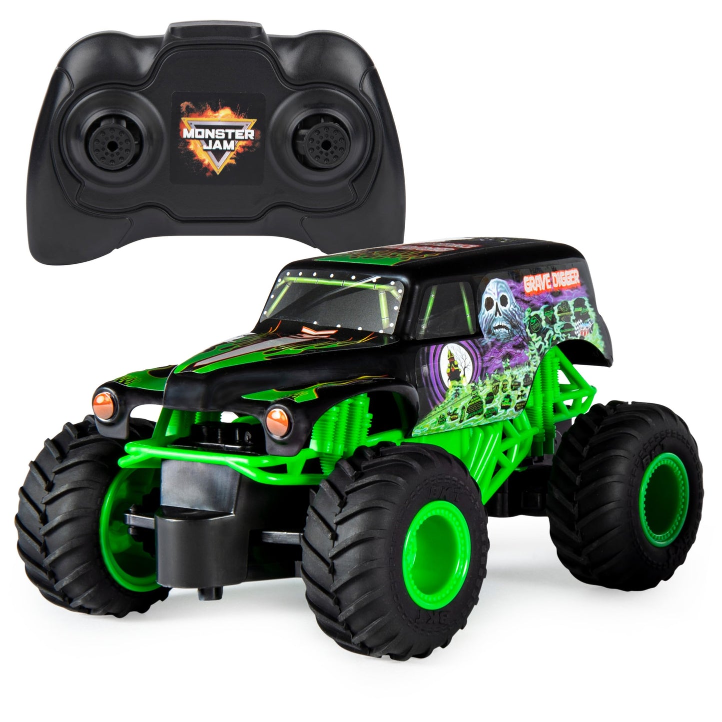HotMonster Jam Official Grave Digger Remote Control Monster Truck, 1:24 Scale, 2.4 GHz, for Ages 4 and Up