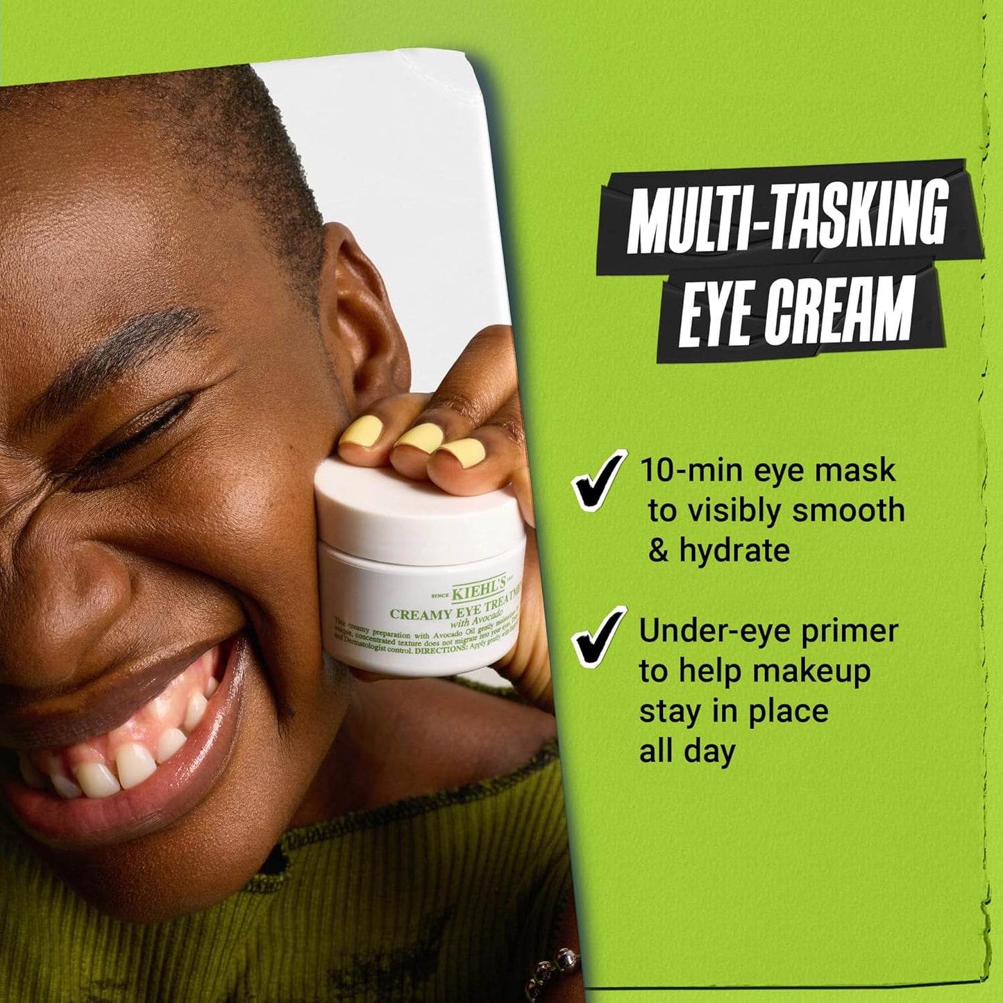 HotKiehl's Avocado Eye Treatment, Under Eye Cream for Puffiness and Dark Circles, with Caffeine to Correct Bags, 99% Naturally Derived Non-Toxic Formula