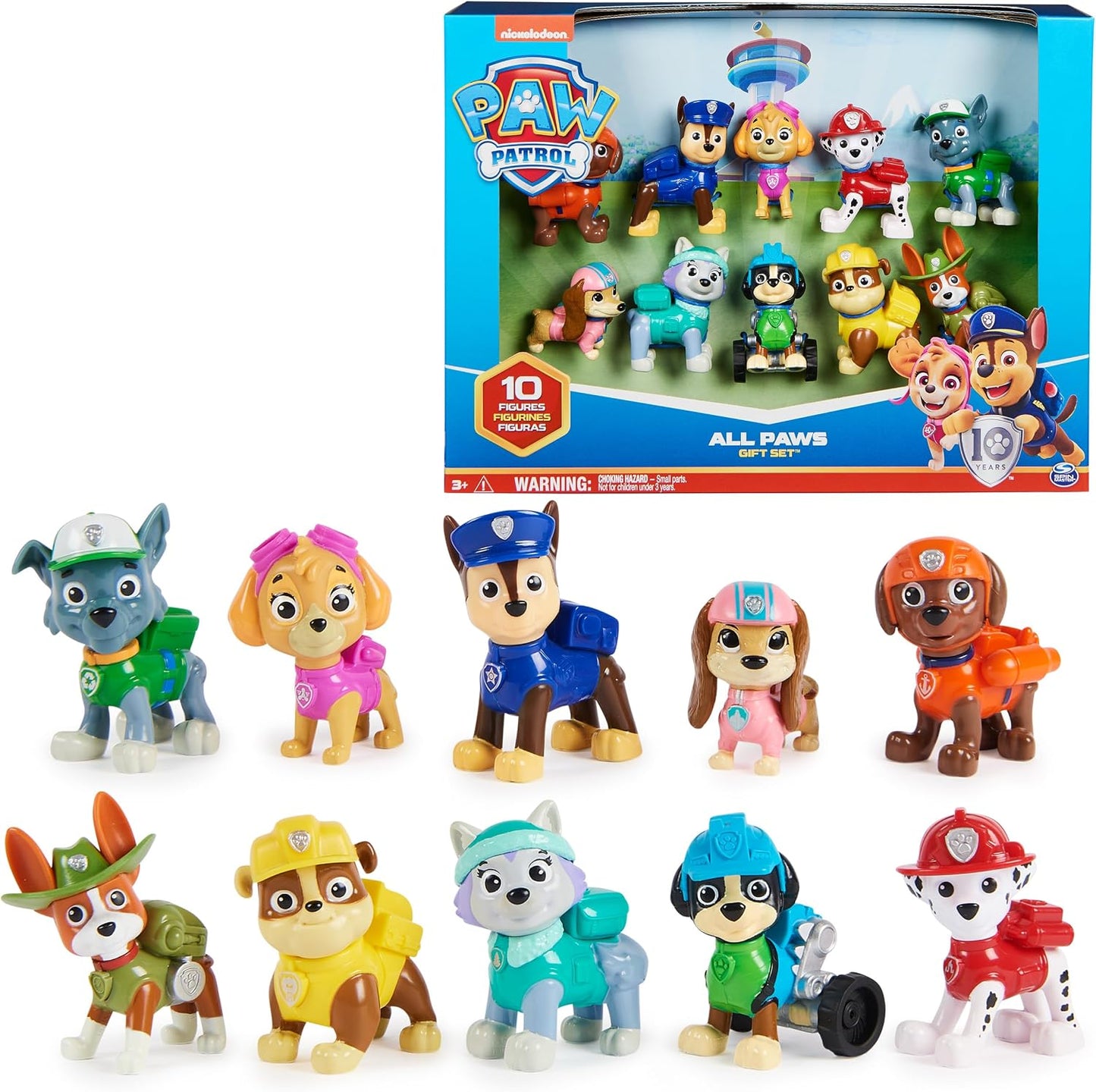 HotPaw Patrol, 10th Anniversary, All Paws On Deck Toy Figures Gift Pack with 10 Collectible Action Figures, Kids Toys for Ages 3 and up