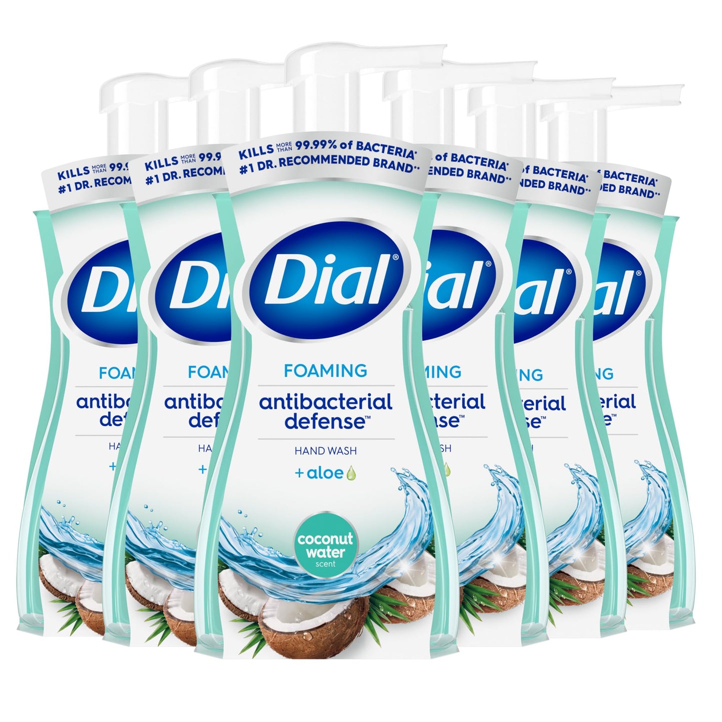 HotDial Antibacterial Defense Foaming Hand Soap + Aloe, Spring Water Scent, 7.5 Fl Oz (Pack of 6), Dermatologist-Tested Hand Wash, Gentle on Skin