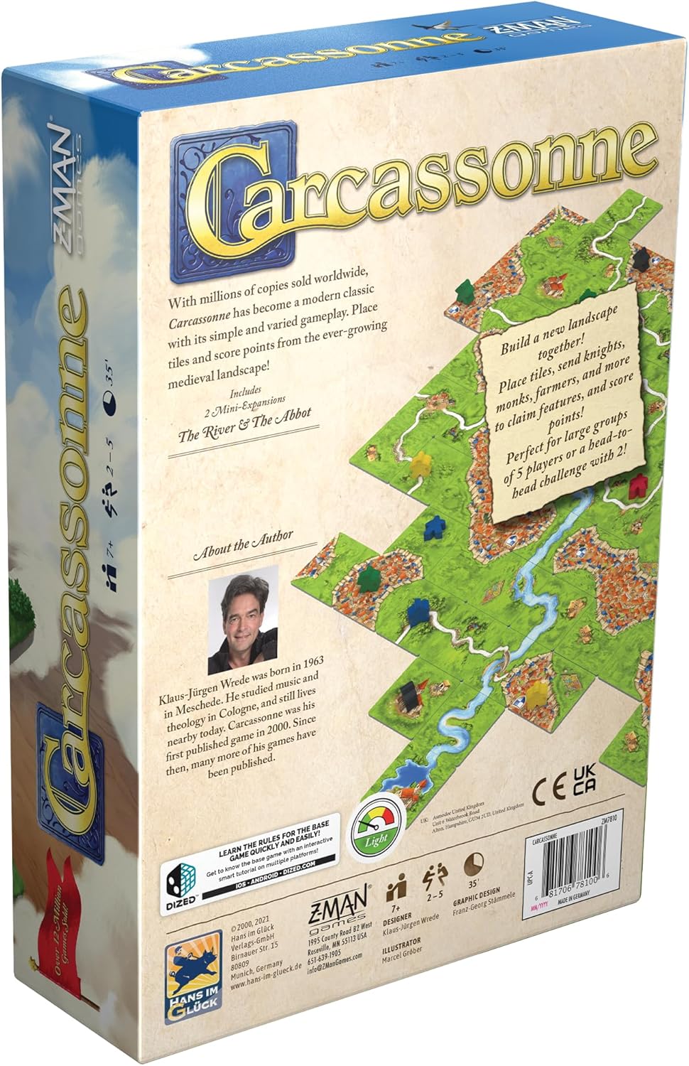 HotCarcassonne Board Game - Classic Tile Placement Strategy, Medieval Adventure for Adults & Families, Adult Board Games, Family Fun, Kids 8-12, 2-5 Players Ages 7+, 35 Minute Playtime