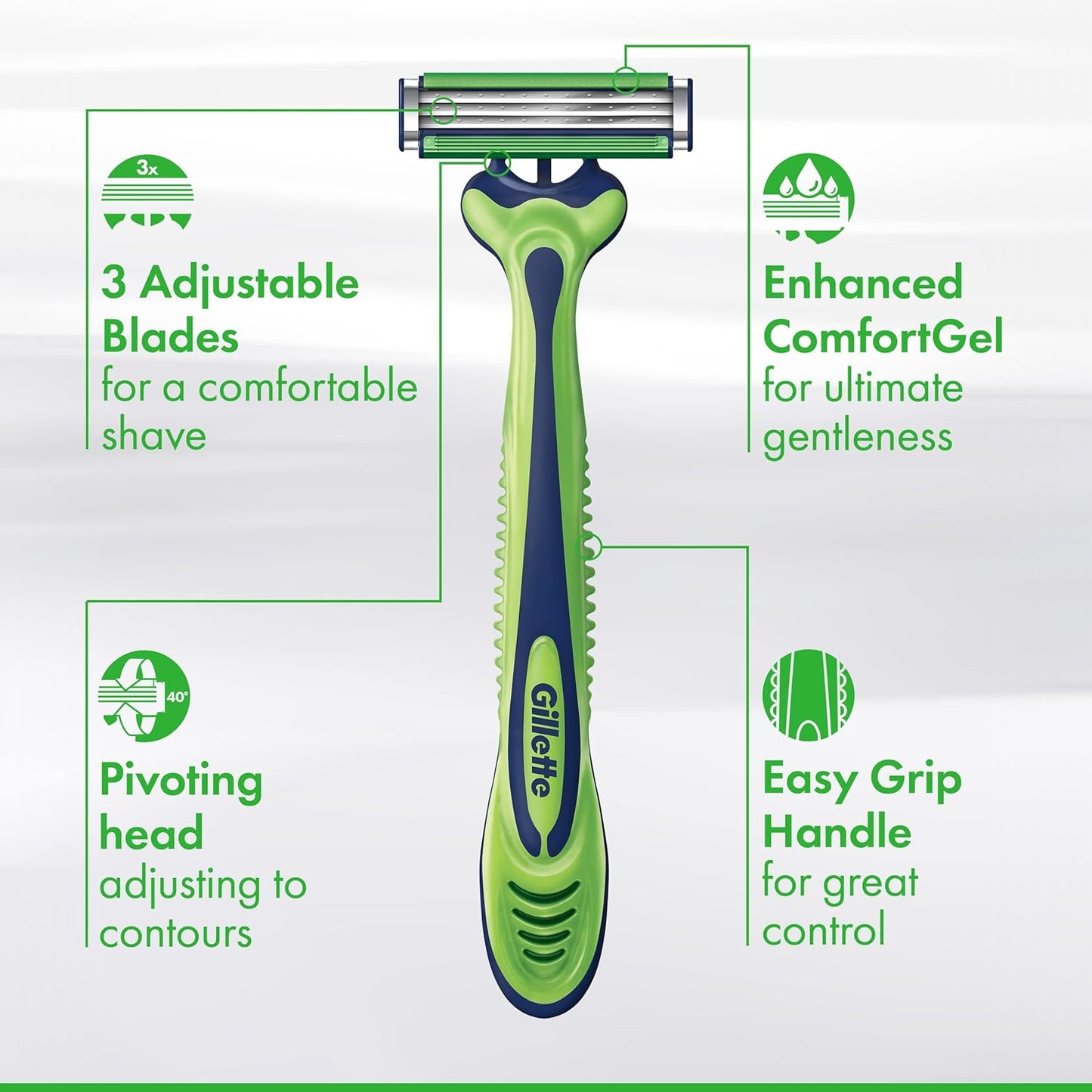 HotGillette Sensor3 Sensitive Men's Disposable Shaving Razors, 12 Count