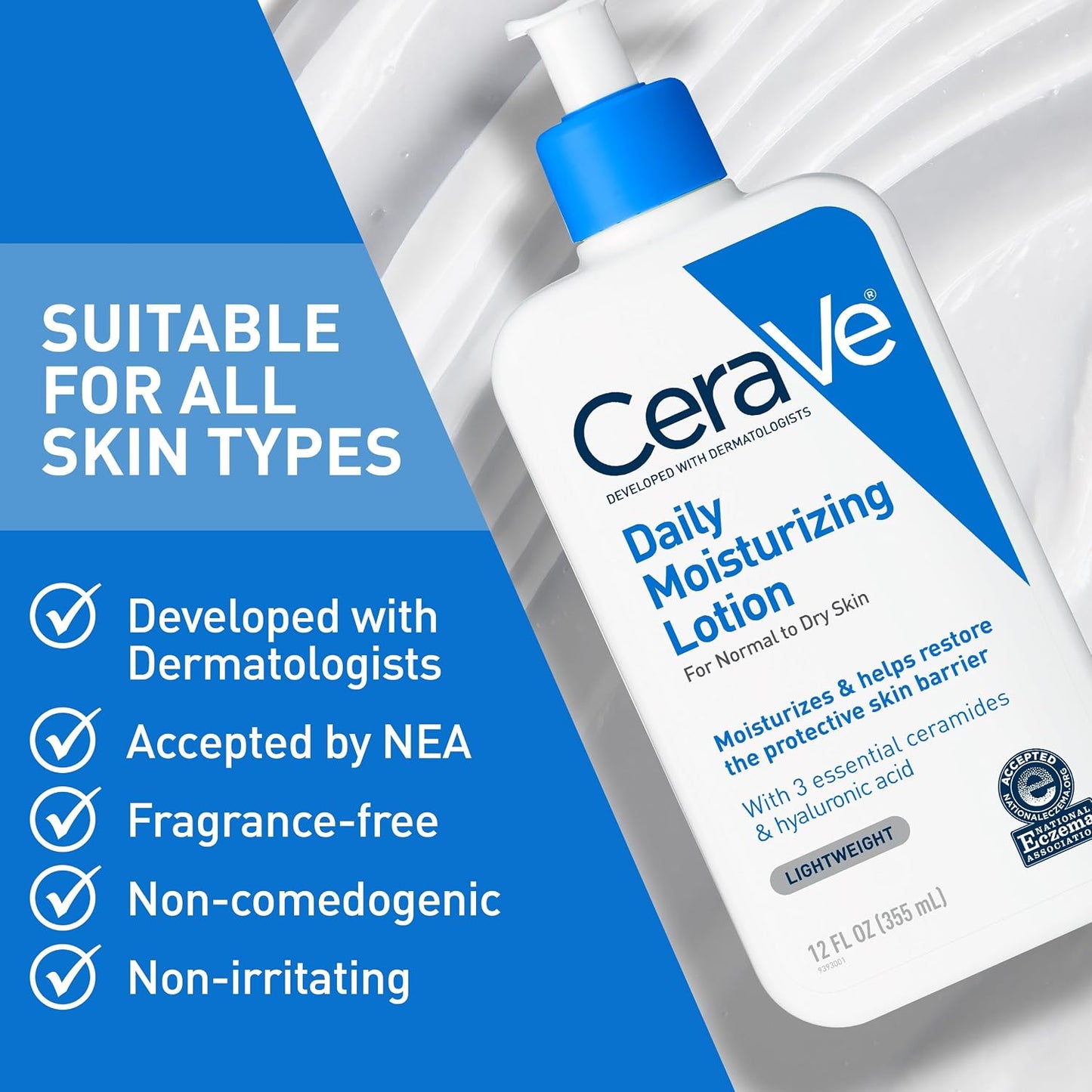 HotCeraVe Daily Moisturizing Lotion for Dry Skin, Body Lotion & Face Moisturizer with Hyaluronic Acid and Ceramides, Daily Moisturizer, Fragrance Free, Oil-Free, 19 Ounce