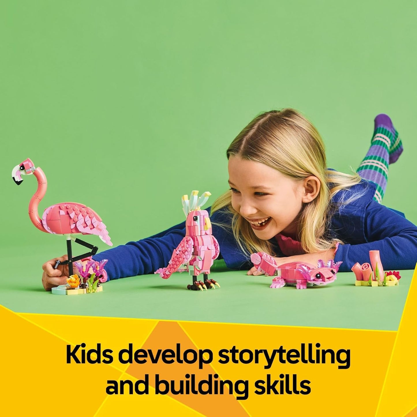 HotLEGO Creator 3 in 1 Wild Animals: Pink Flamingo Animal Building Toy - Playset with 3 Build Options, Pink Flamingo, Cockatoo, or Axolotl - Learning Toy for Kids, Ages 8+ - 31170
