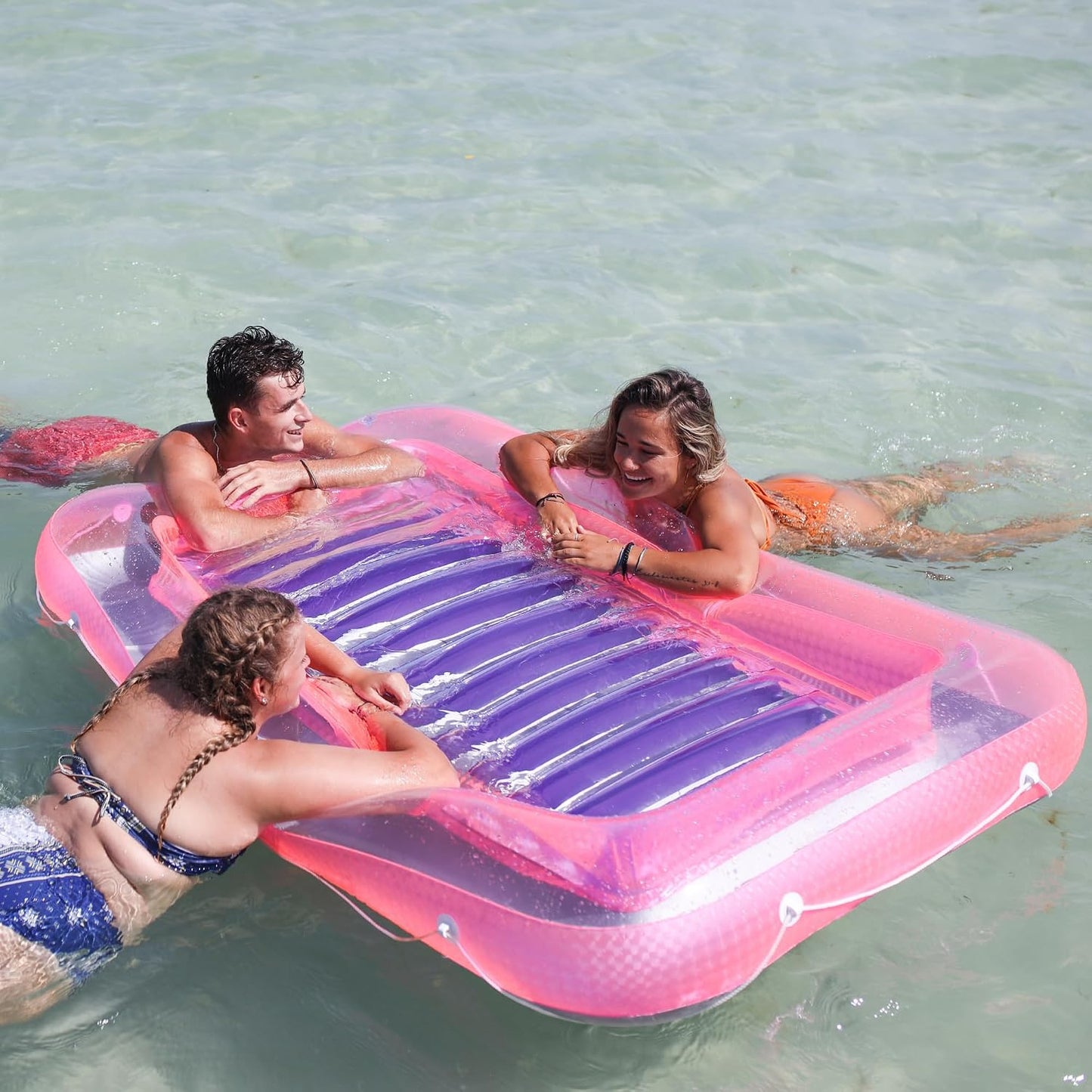 HotSWIMLINE Original Suntan Tub Series Classic Inflatable Tanning Float Floating Lounge | Personal Tan Pool Hybrid Lounger | Adjustable Pillow | Fill with Water | Reflective Tanning Design