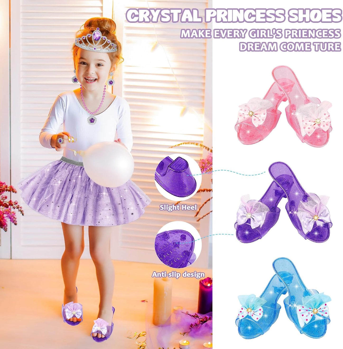 HotLJZJ Princess Dress Up Toys & Jewelry Boutique, Girls Role Play Gift for 3+ Year Old Girl Toddler B-Day Party Favors