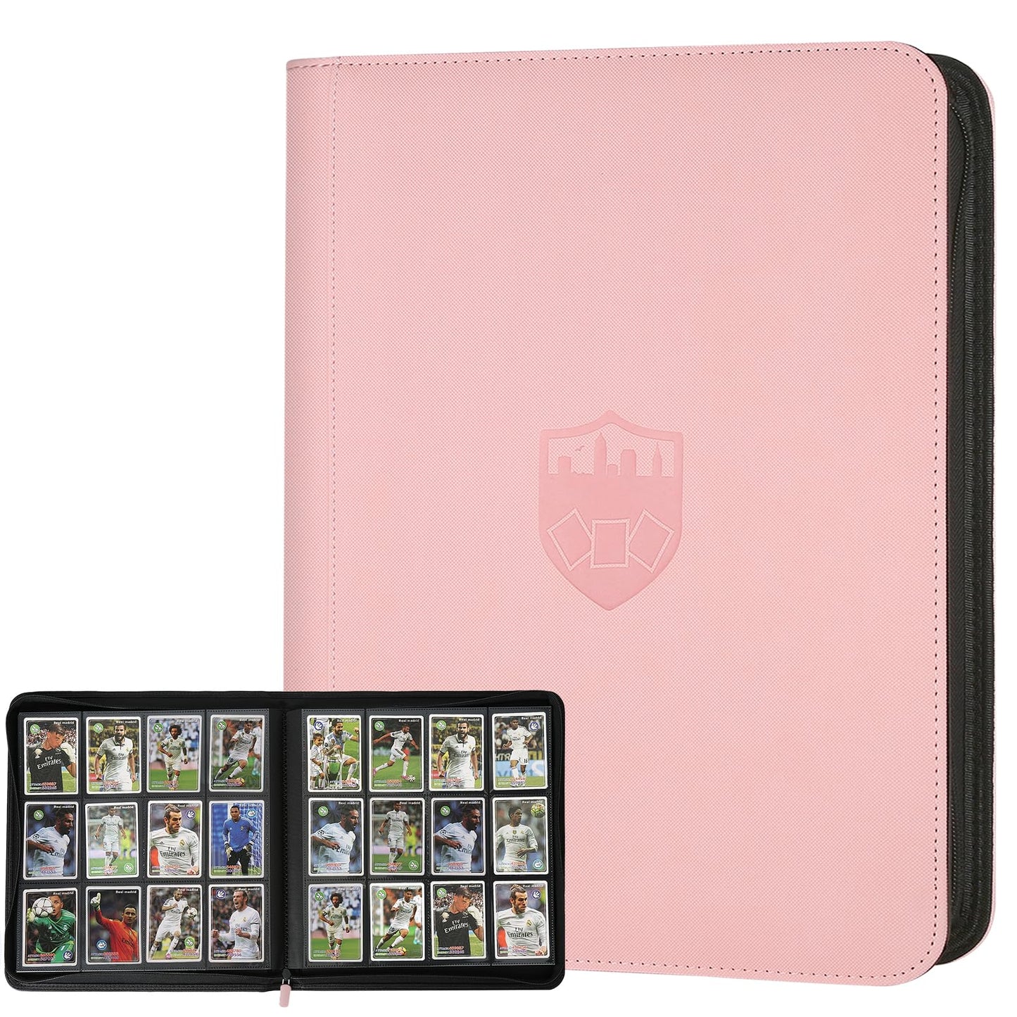HotGERMUN 9 Pocket Trading Card Binder,720 Cards,40 Top-Loading Pages, Double Sided Pockets PU Cover Zipper Collection Album Folder for Standard MTG, TCG, Sports Cards(Black)