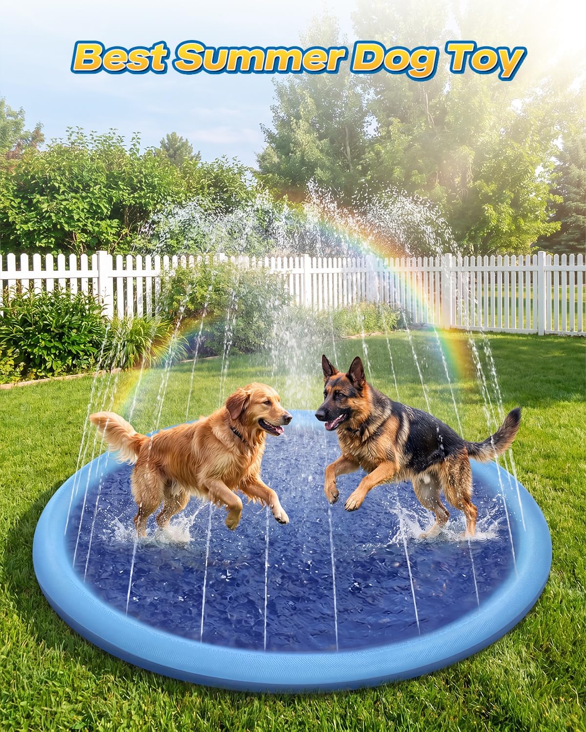 HotRaxurt Non-Slip Splash Pad for Kids and Dog, 67'' Splash Pad Thicken 0.58mm for Kids Ages 4-8 Toddler Baby Splash Sprinkler Pad Dog Pool Summer Outdoor Water Toys for Boys Girls