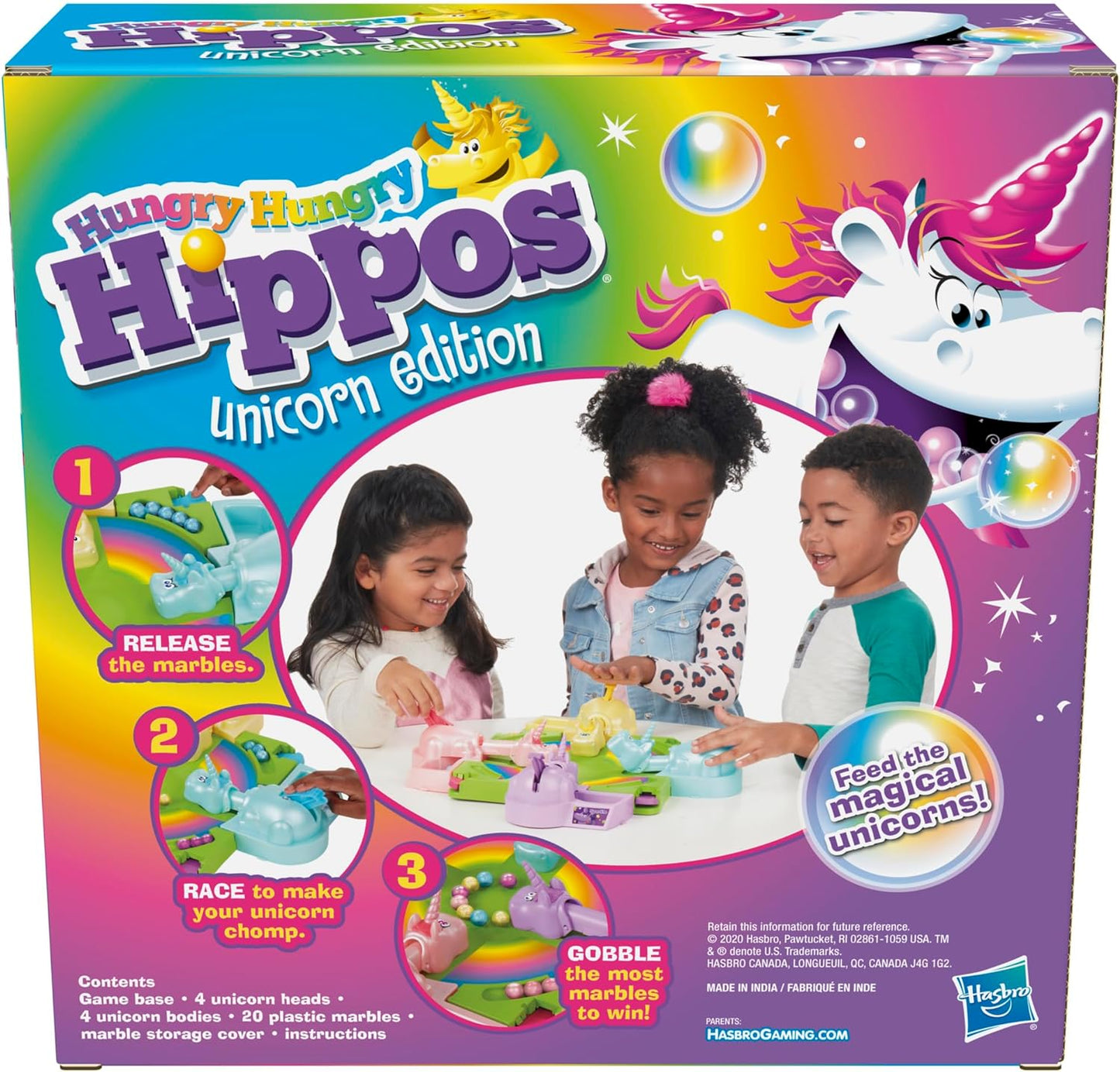 Hot Hasbro Gaming Hungry Hippos Unicorn Edition Pre-School Board Game for Kids Ages 4 and Up; 2-4 Players, Easter Gifts for Boys and Girls (Amazon Exclusive)