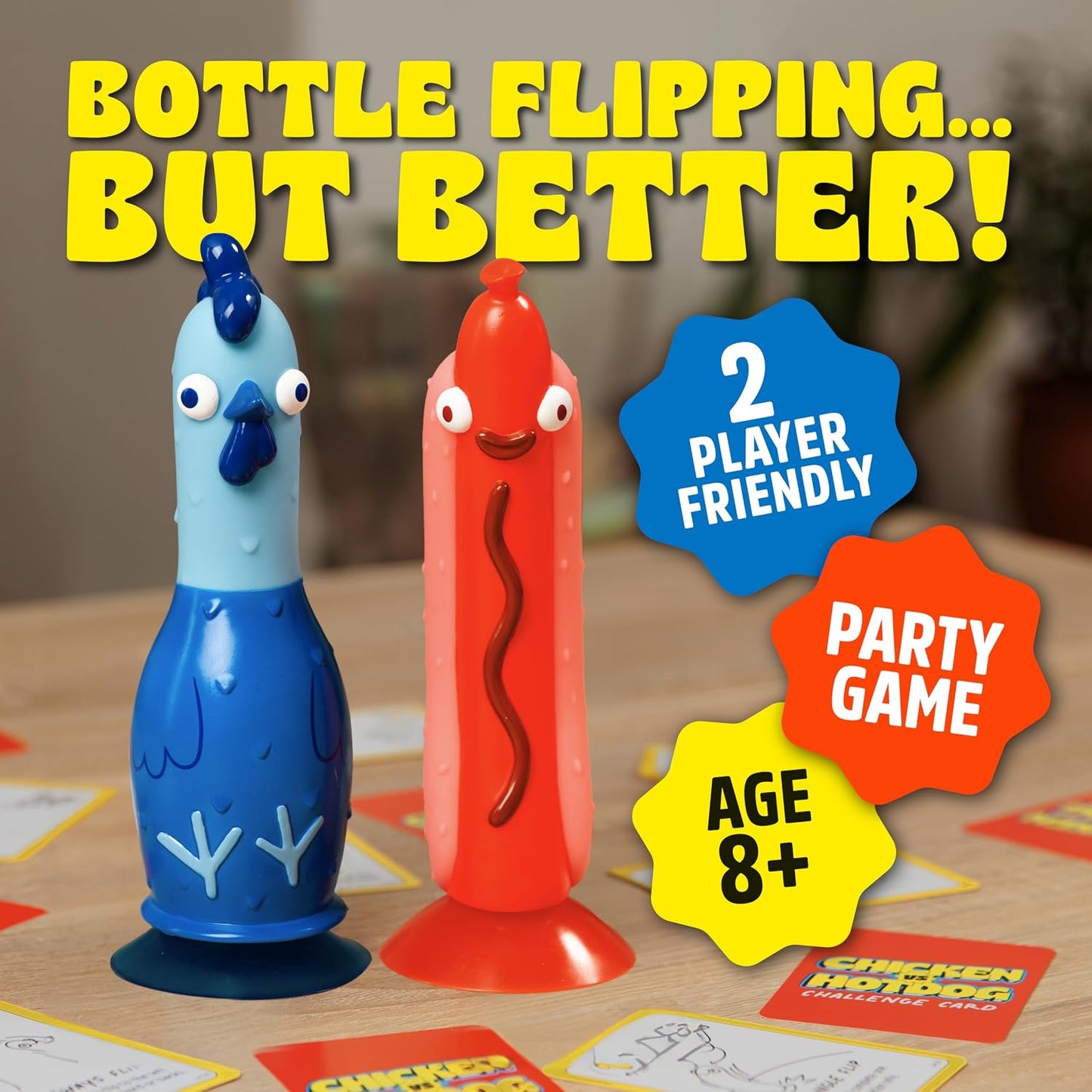HotBig Potato Chicken vs Hotdog Action Party Game for Kids and Adults | Flip Your Sling'em, Silly Board Game, Head-to-Head Flipping Duel, Fast & Funny, 2+ Players, Ages 8+, Yard and Outdoor Game