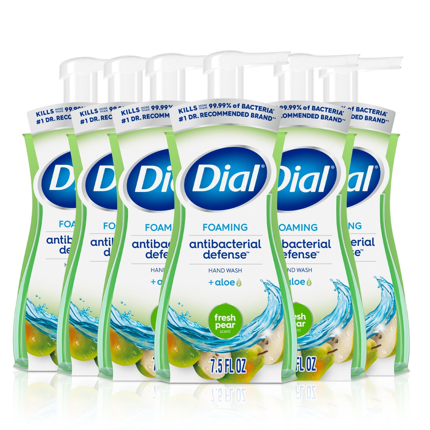 HotDial Antibacterial Defense Foaming Hand Soap + Aloe, Spring Water Scent, 7.5 Fl Oz (Pack of 6), Dermatologist-Tested Hand Wash, Gentle on Skin