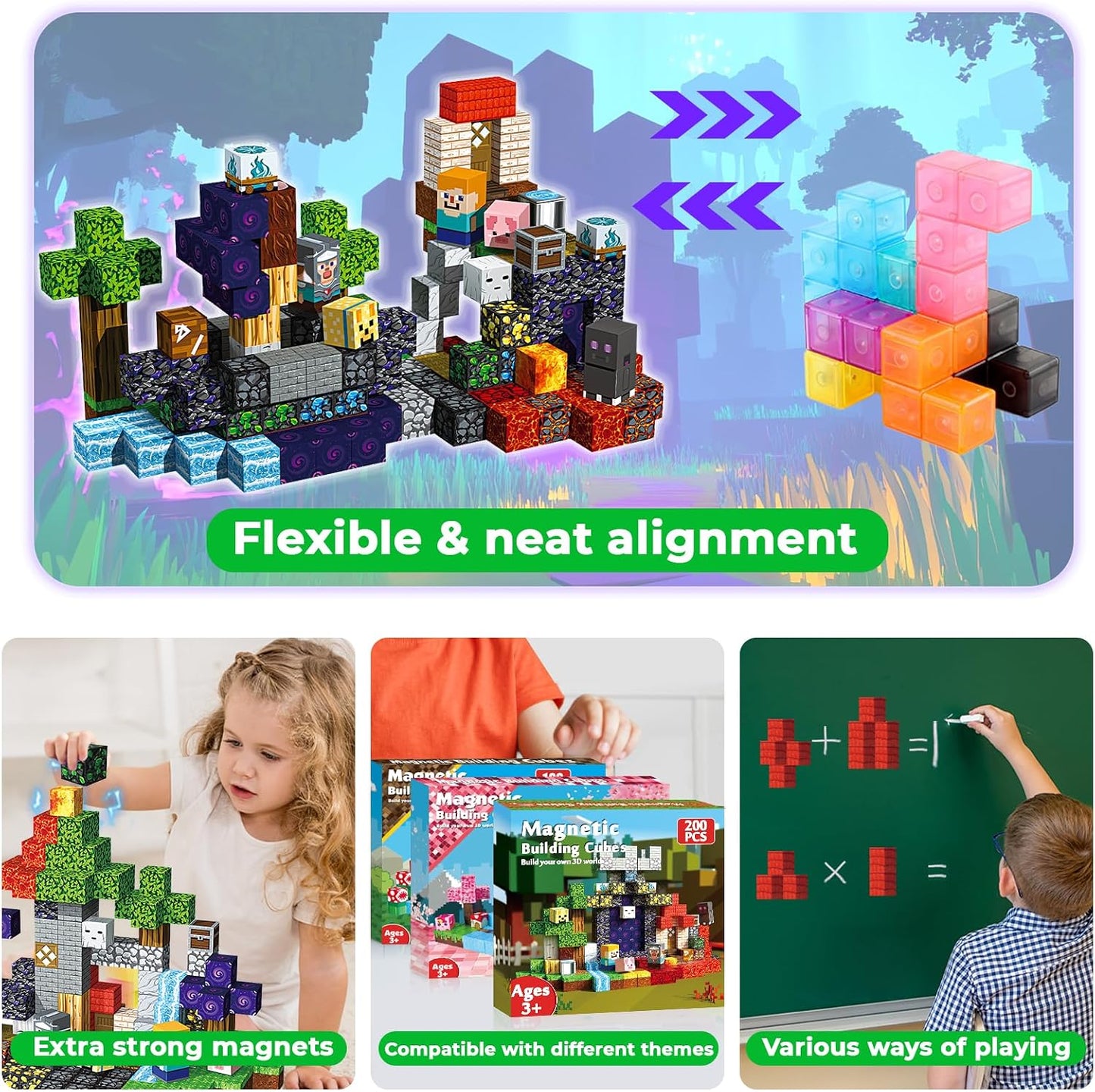Hot Magneverse 200 PCS 0.8in Magnetic Blocks - Magnet Toys for Kids, Magnetic Building Blocks Cubes, Stacking Magnets, School STEM Toys Birthday Gifts for Boys and Girls Age 3+ Years Old (Theme: Portal)