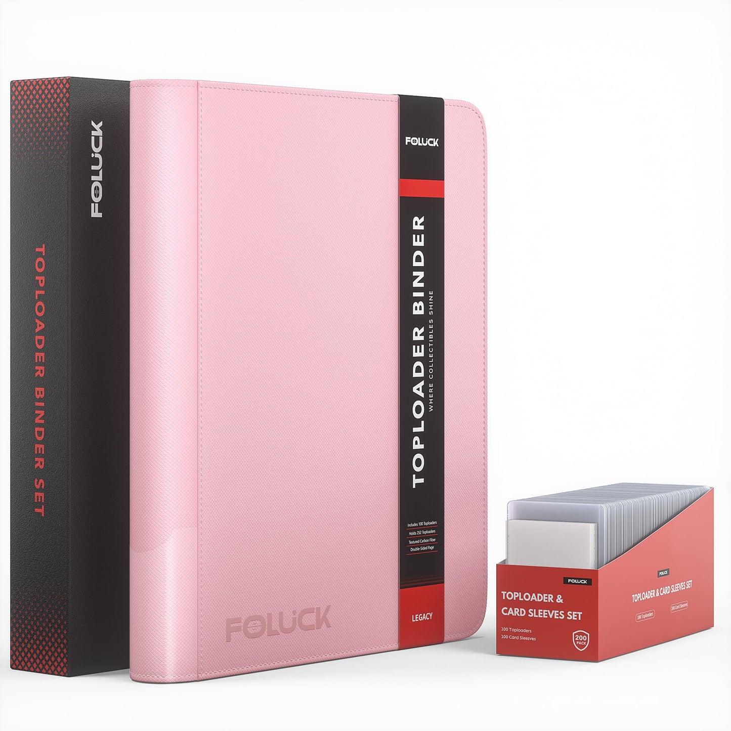 Hot Foluck 9 Pocket Top Loader Binder Trading Card Binder Holds 252 Toploaders | 200Pcs Top Loaders & Card Sleeves Included, Comprehensive Protection, for Pokemon, TCG, MTG, Sports Cards