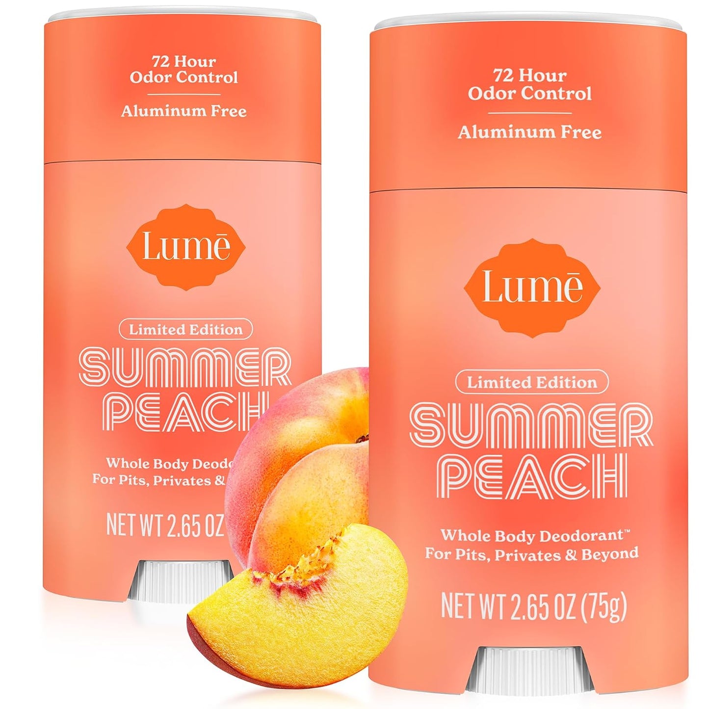 HotLume Whole Body Deodorant - Smooth Solid Stick - 72 Hour Odor Control - Aluminum Free, Baking Soda Free and Skin Safe - 2.6 Ounce (Pack of 2) (Soft Powder)