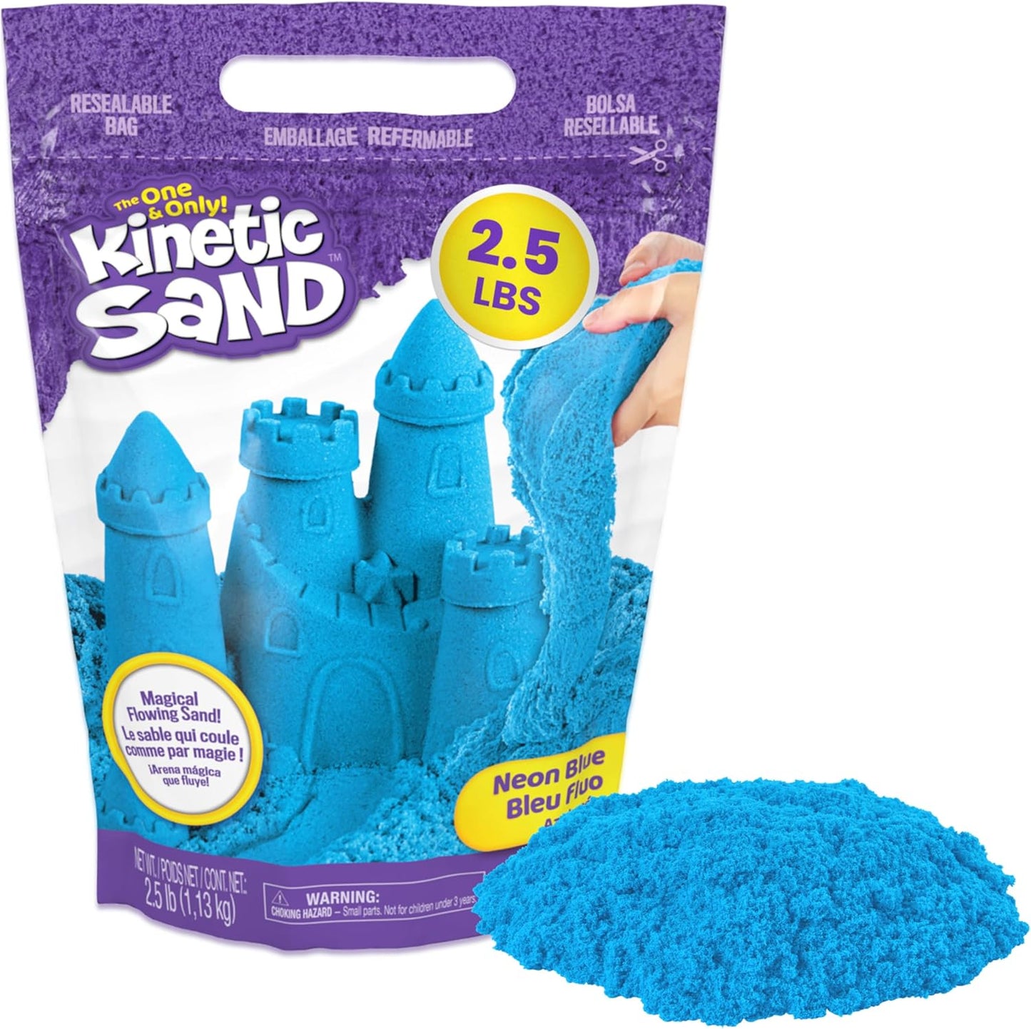 Hot Kinetic Sand 2.5lb Blue Amazon Exclusive, Moldable Sensory Toys, Ages 3+