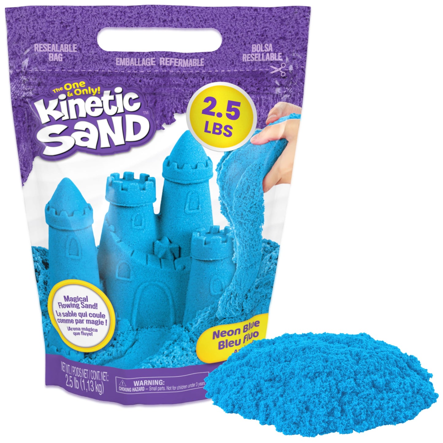 Hot Kinetic Sand 2.5lb Blue Amazon Exclusive, Moldable Sensory Toys, Ages 3+